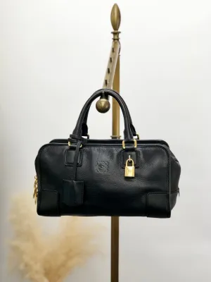 LOEWE Amazona28 Anagram Handbag Boston bag Black Vintage 4ve2yy
