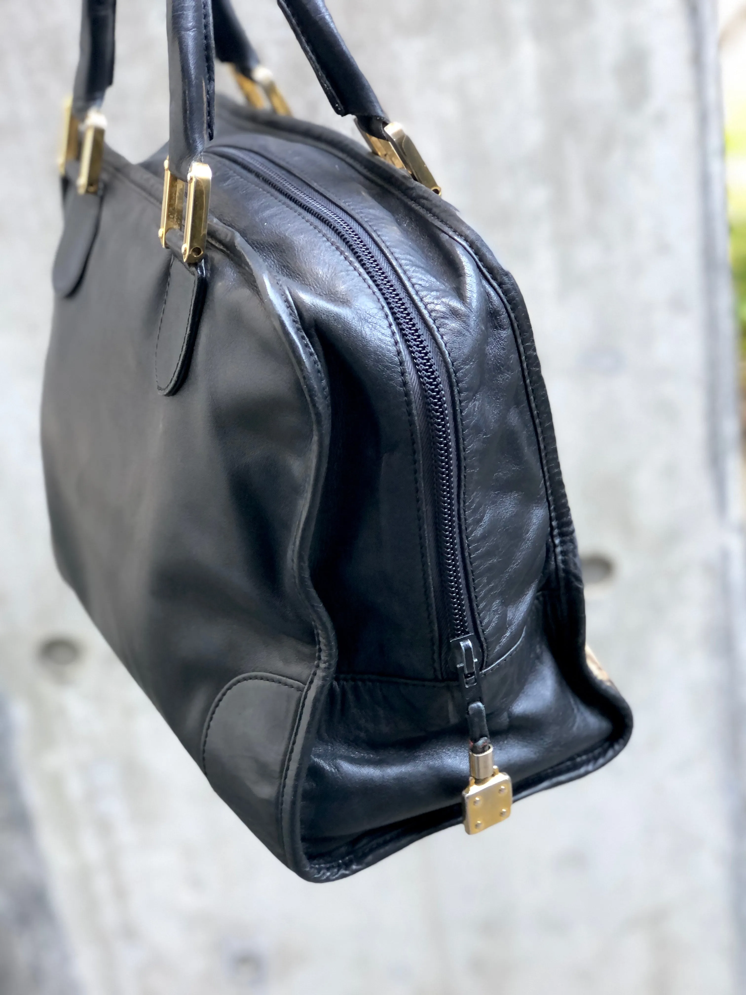 LOEWE Anagram Boston bag Handbag Black Vintage Old zy8pdh