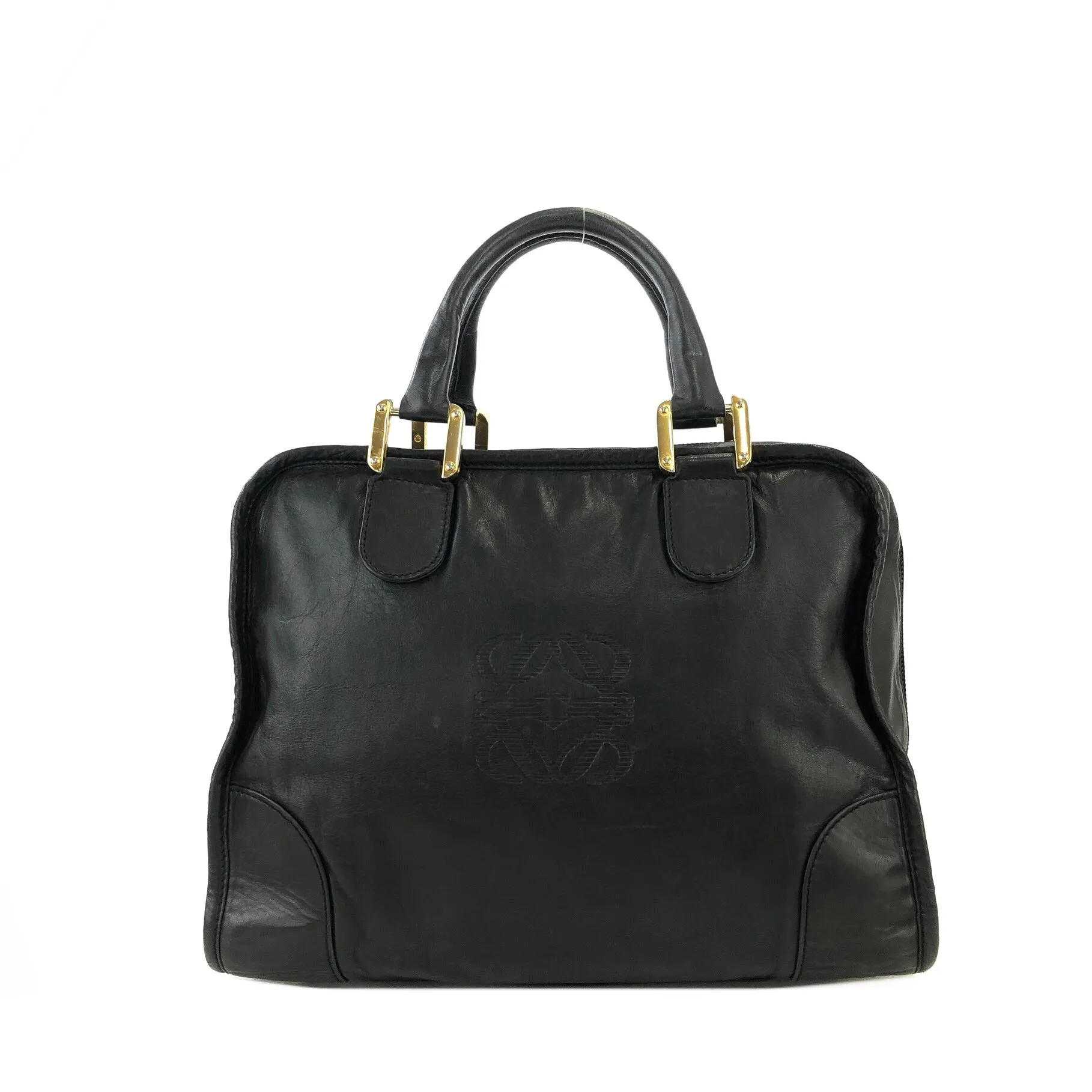 LOEWE Anagram Boston bag Handbag Black Vintage Old zy8pdh