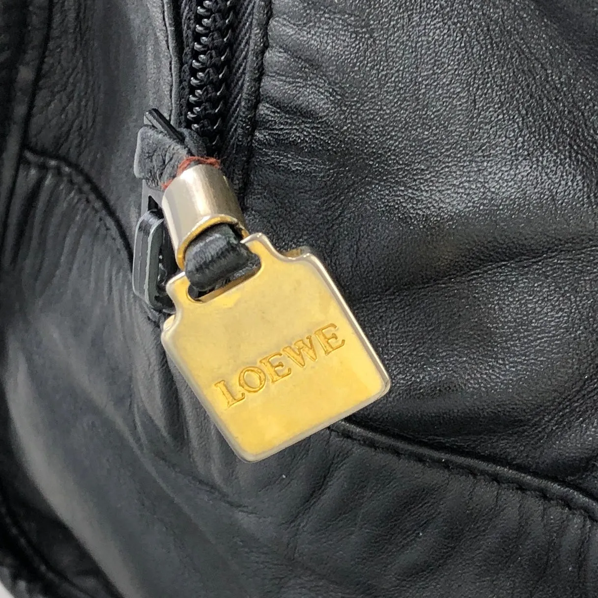 LOEWE Anagram Boston bag Handbag Black Vintage Old zy8pdh