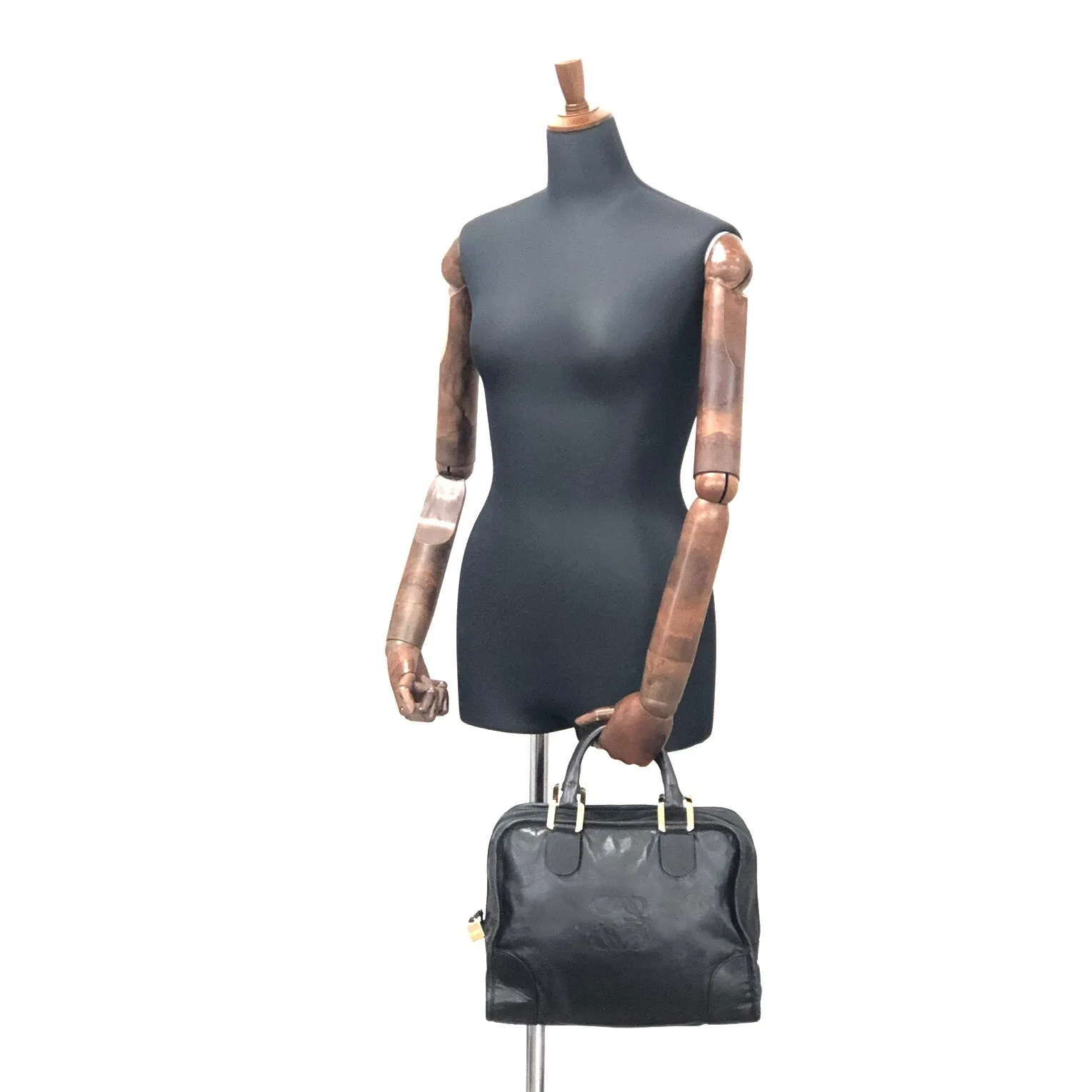 LOEWE Anagram Boston bag Handbag Black Vintage Old zy8pdh