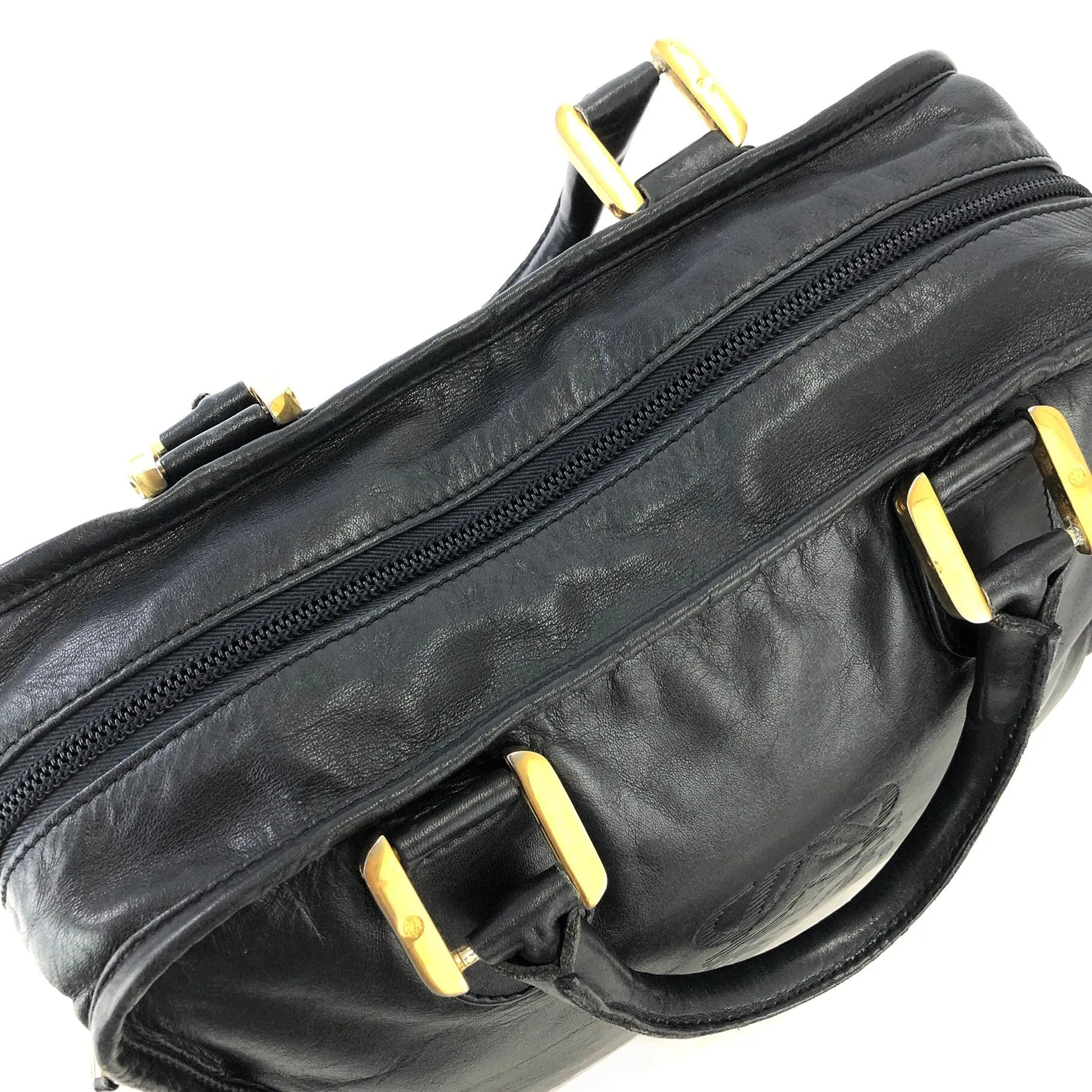 LOEWE Anagram Boston bag Handbag Black Vintage Old zy8pdh