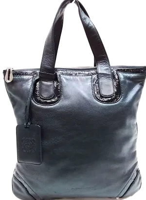 LOEWE Madrid. Black Leather Shoulderbag / Handbag