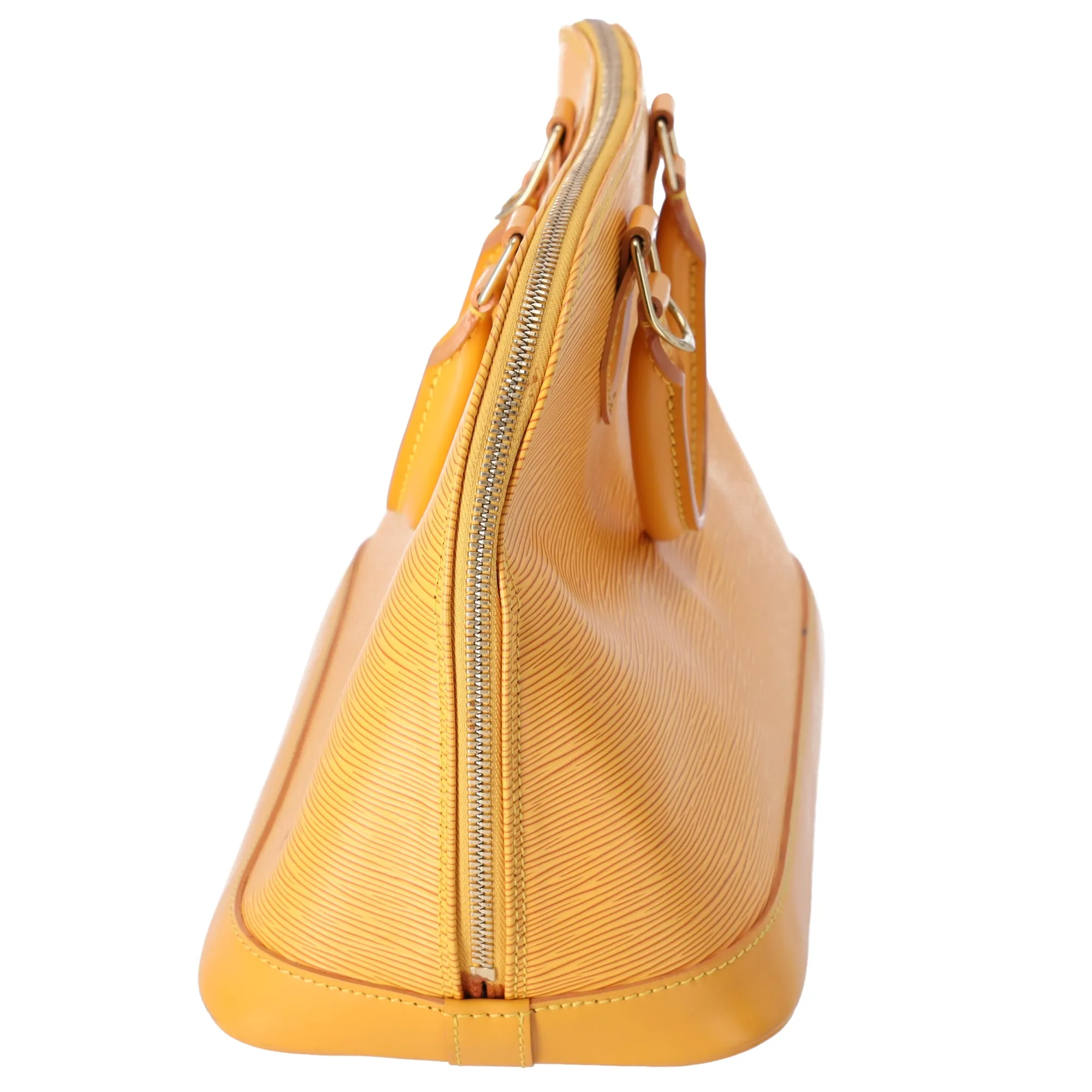 Louis Vuitton Alma Epi Handbag M52149 Yellow Jaune Leather LV logo