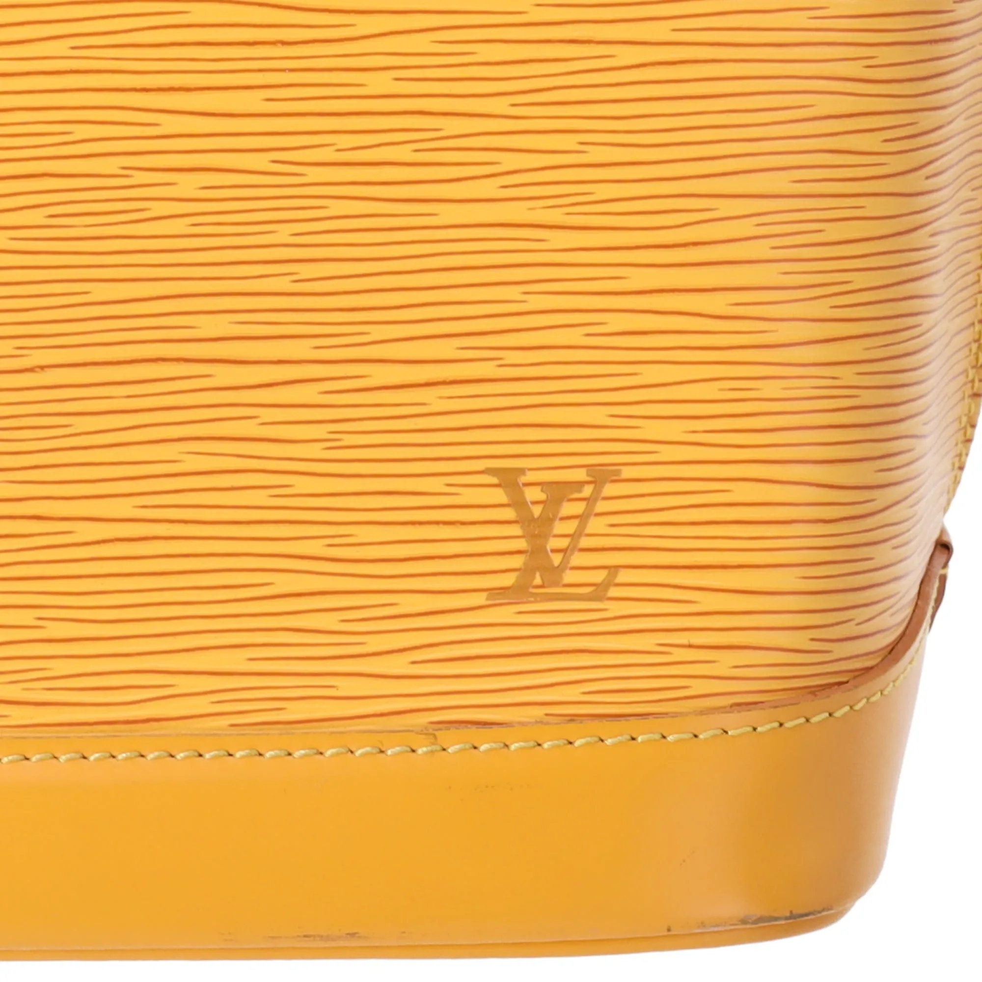 Louis Vuitton Alma Epi Handbag M52149 Yellow Jaune Leather LV logo