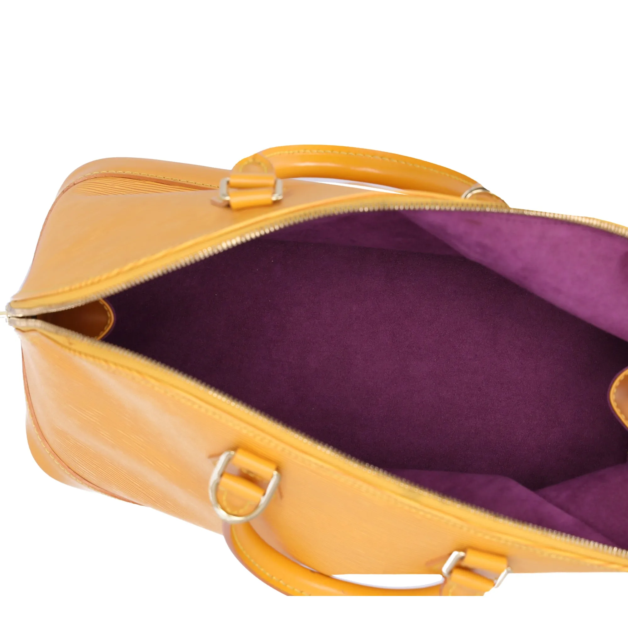 Louis Vuitton Alma Epi Handbag M52149 Yellow Jaune Leather LV logo