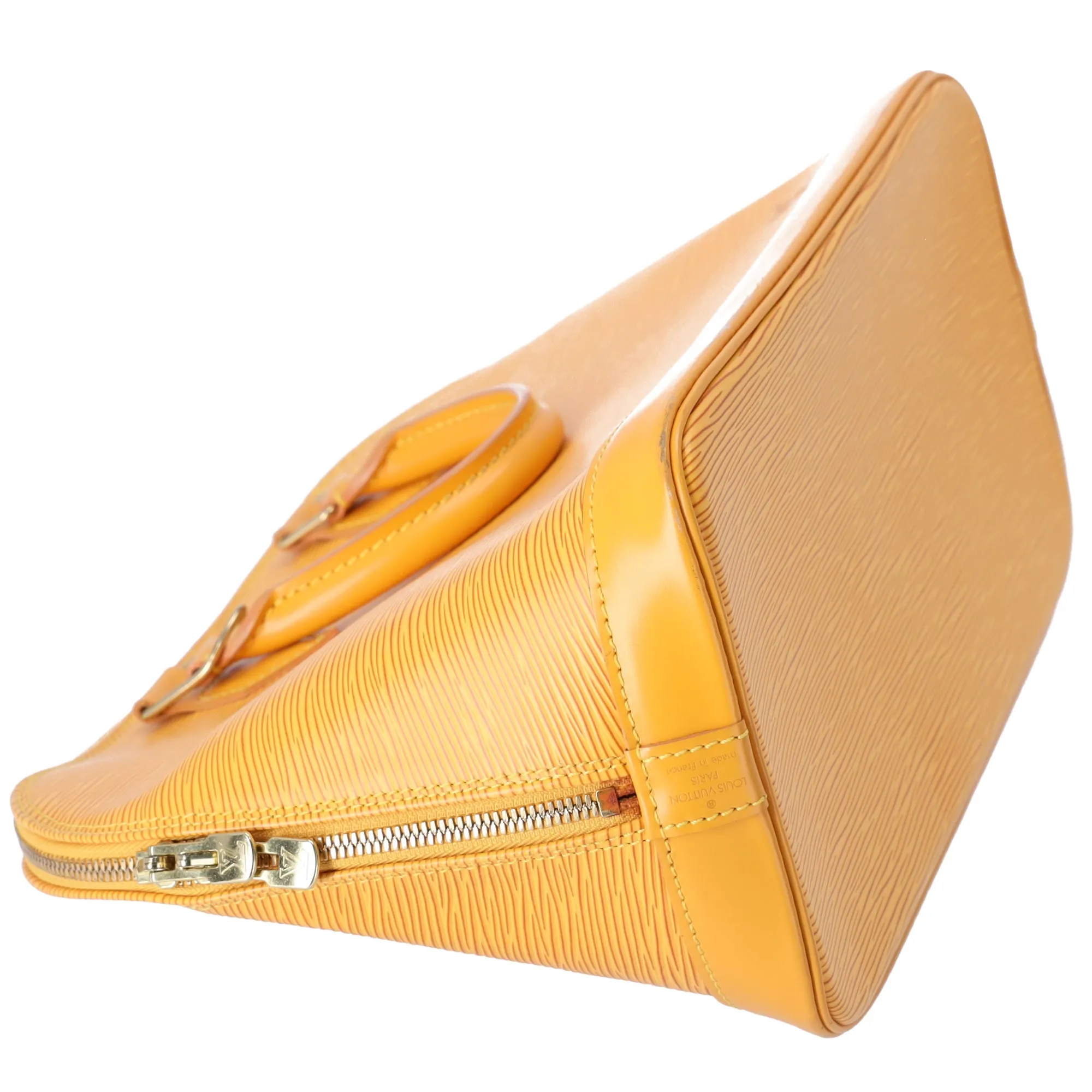 Louis Vuitton Alma Epi Handbag M52149 Yellow Jaune Leather LV logo