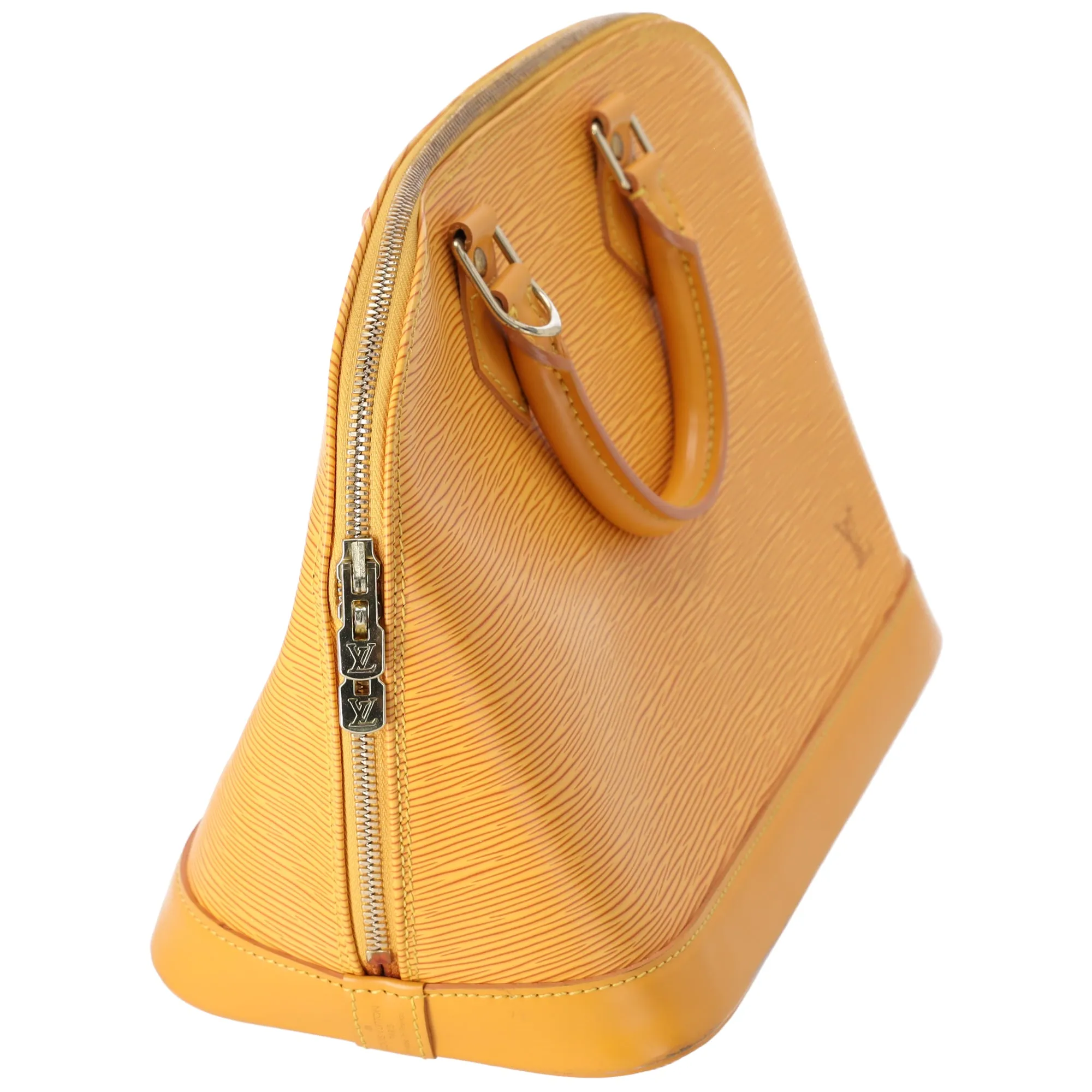Louis Vuitton Alma Epi Handbag M52149 Yellow Jaune Leather LV logo
