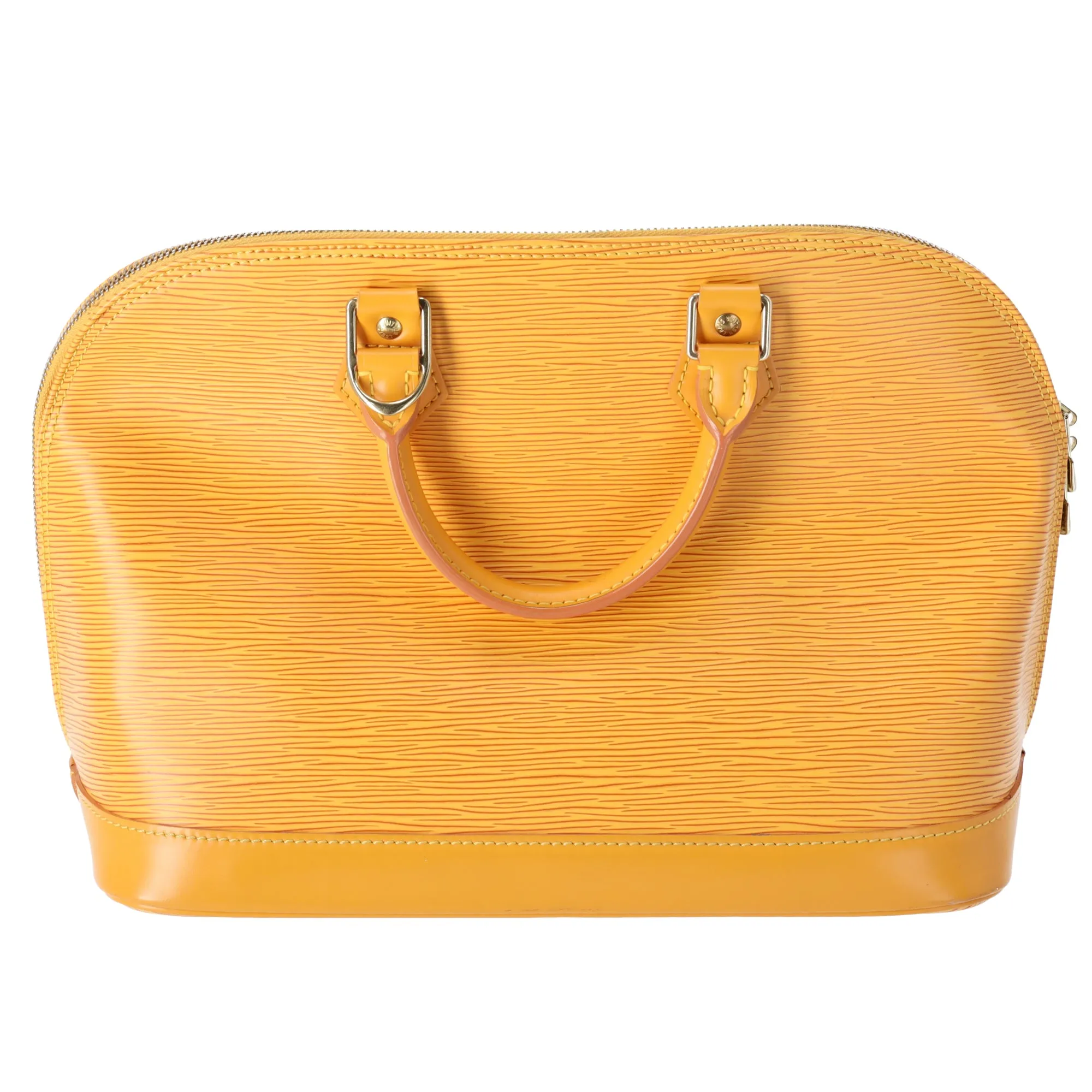 Louis Vuitton Alma Epi Handbag M52149 Yellow Jaune Leather LV logo