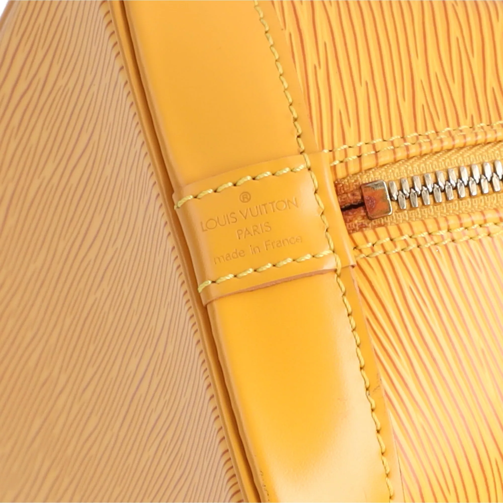 Louis Vuitton Alma Epi Handbag M52149 Yellow Jaune Leather LV logo