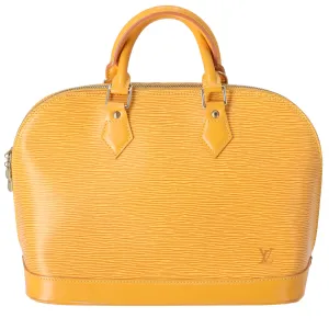 Louis Vuitton Alma Epi Handbag M52149 Yellow Jaune Leather LV logo