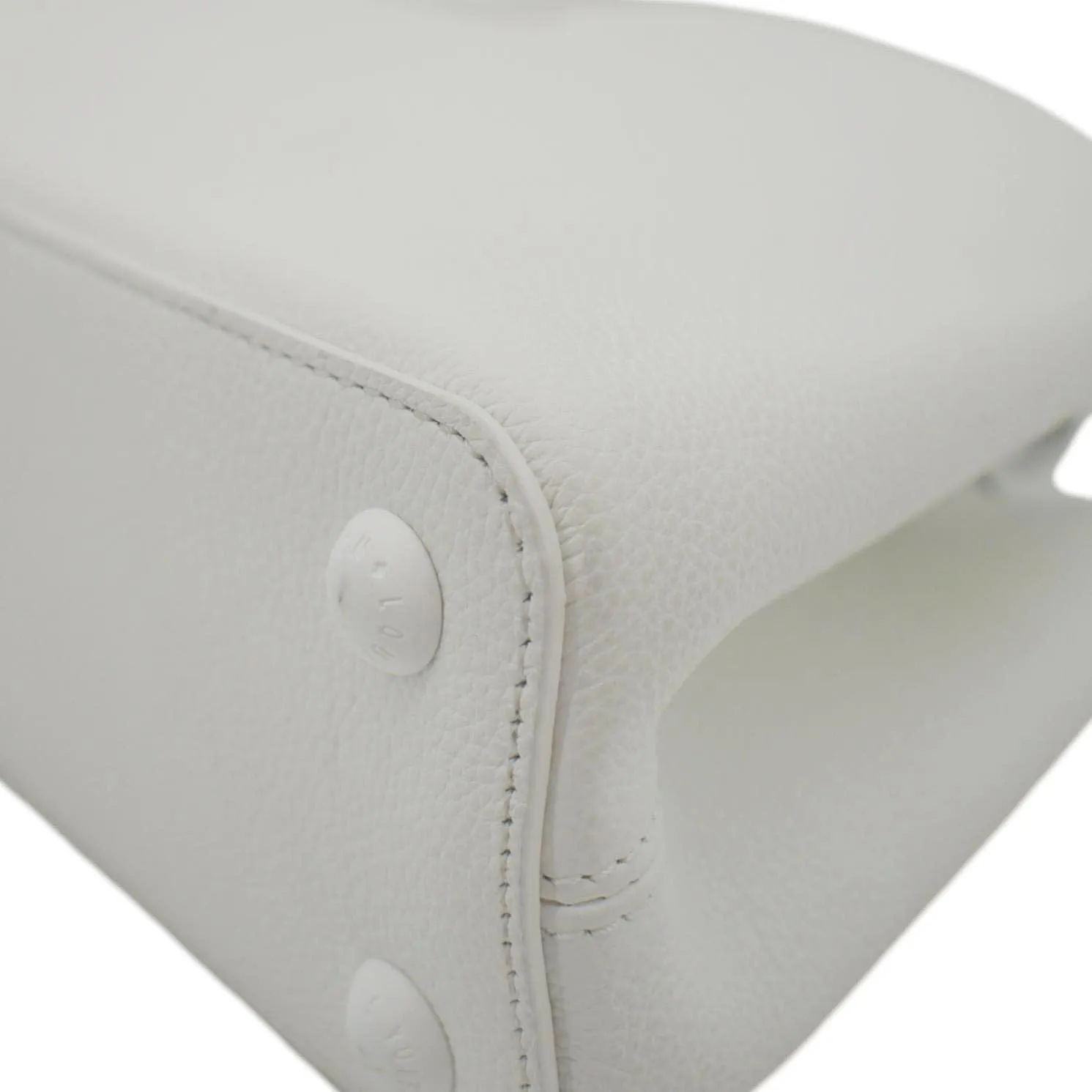 LOUIS VUITTON Capucines East-West MM Leather Crossbody Bag White
