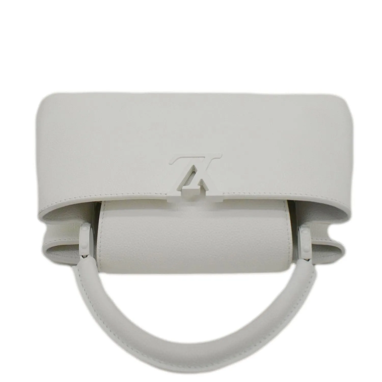 LOUIS VUITTON Capucines East-West MM Leather Crossbody Bag White