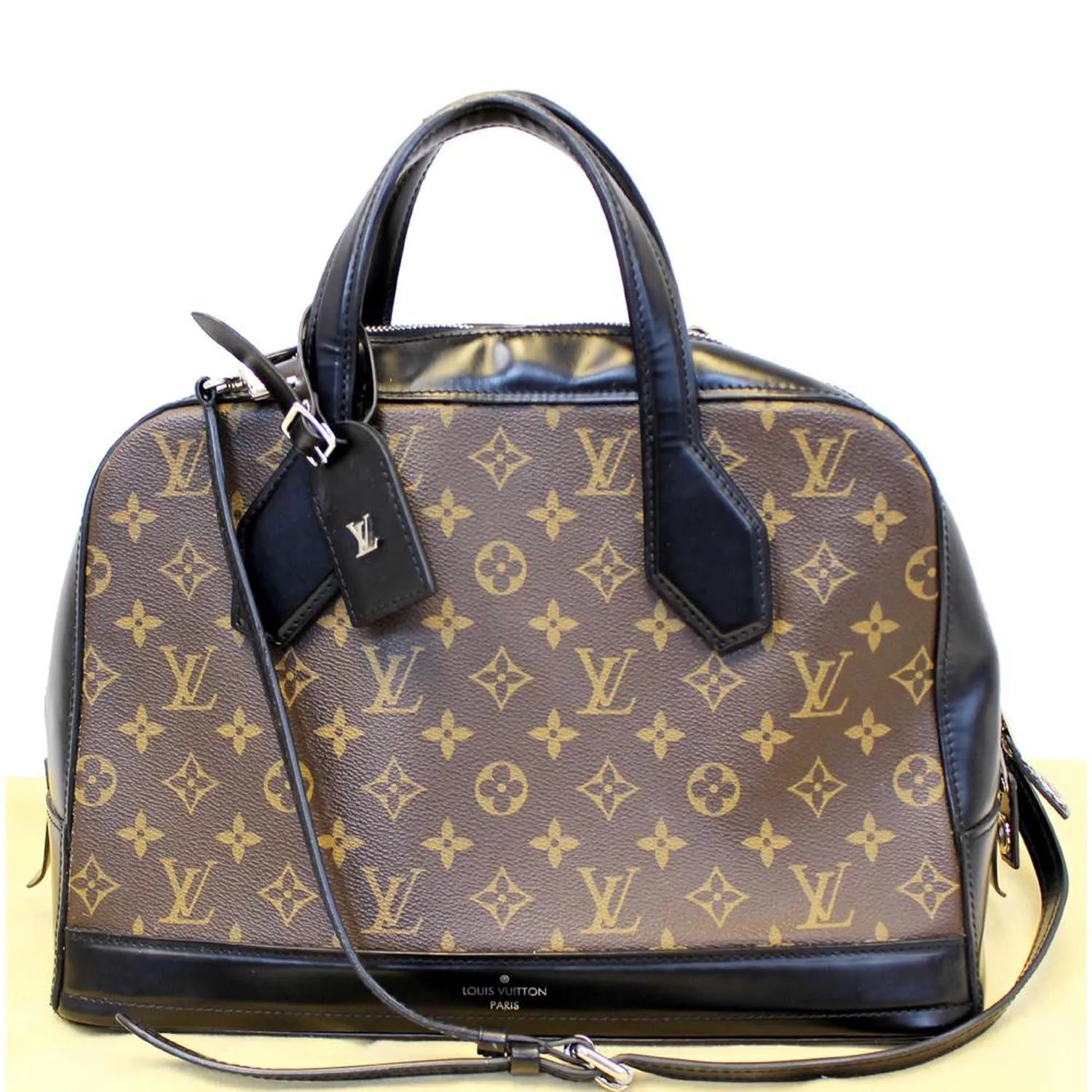 LOUIS VUITTON Dora MM Monogram Canvas Shoulder Handbag Black