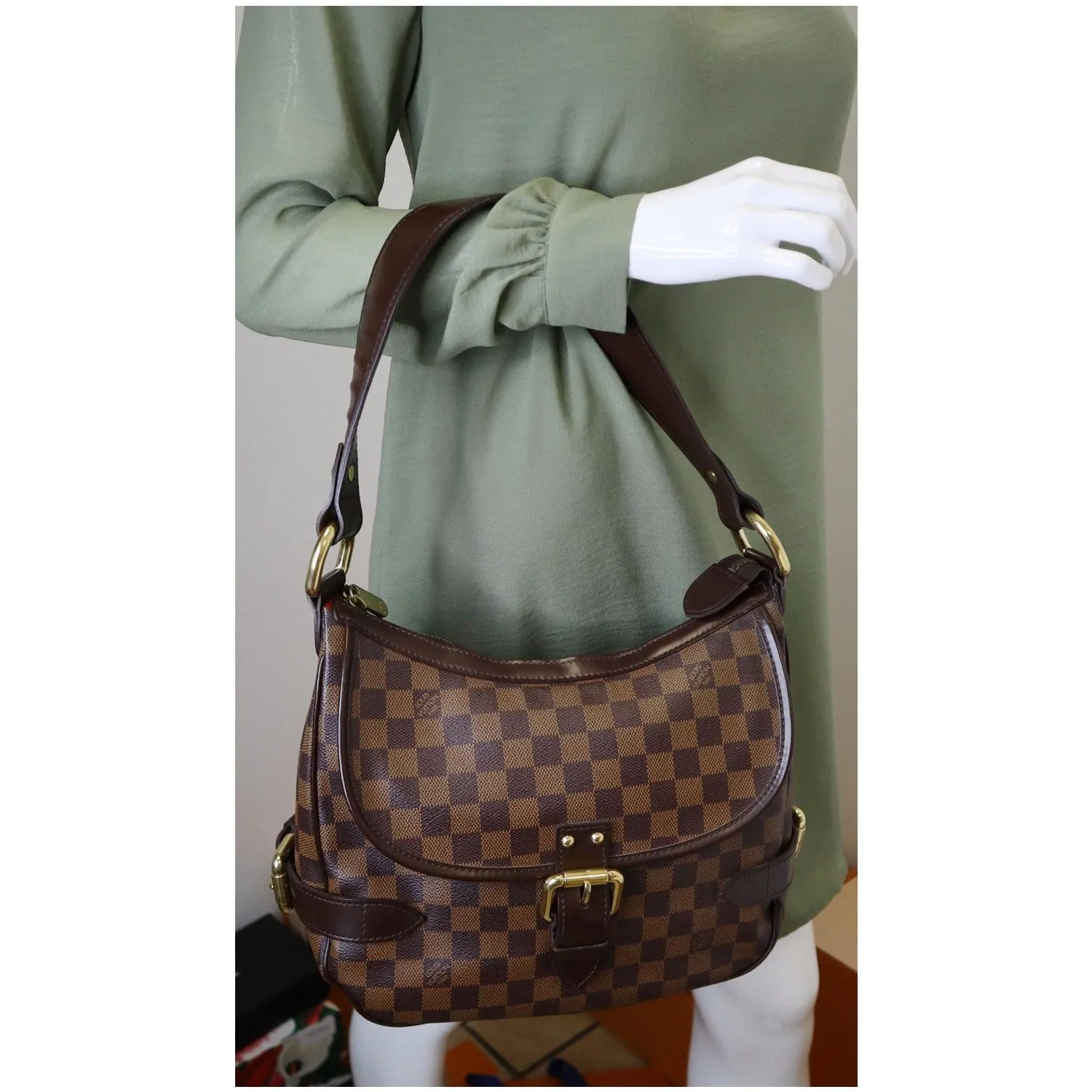 LOUIS VUITTON Highbury Damier Ebene Shoulder Bag Brown