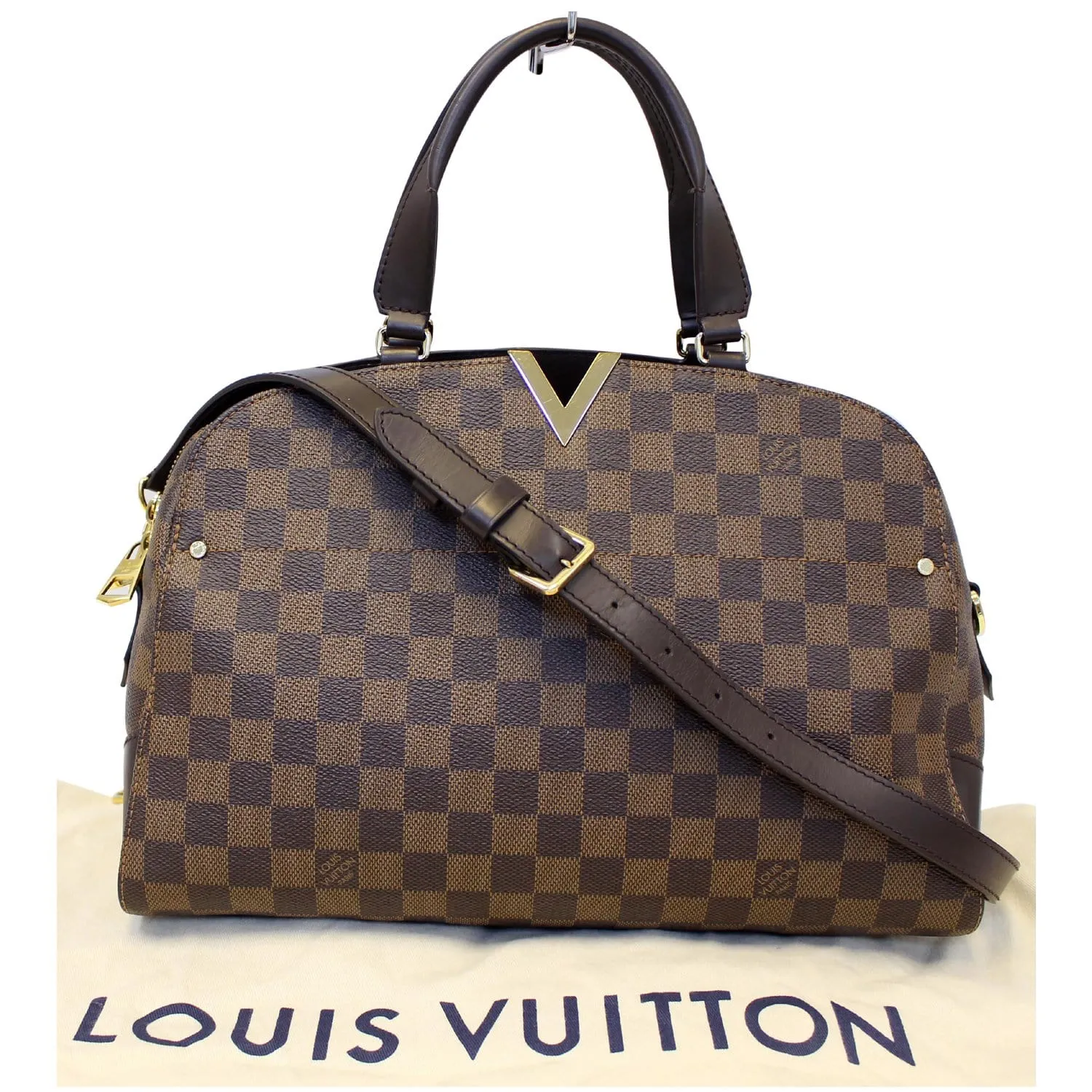 LOUIS VUITTON Kensington Bowling Damier Ebene Shoulder Handbag Brown