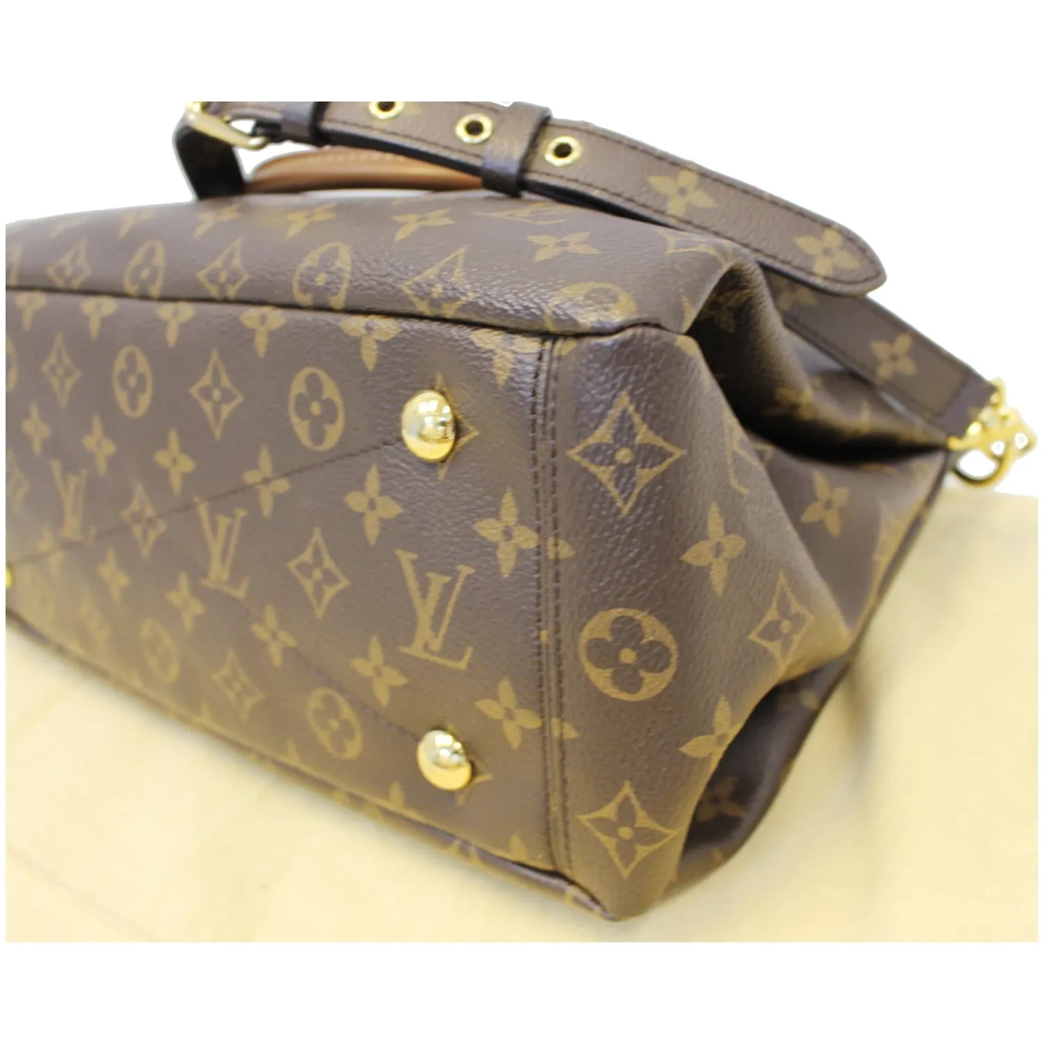 LOUIS VUITTON Pallas Monogram Canvas 2Way Shoulder Bag Brown