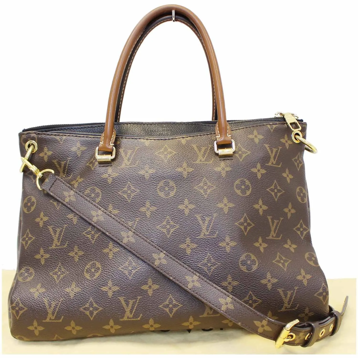 LOUIS VUITTON Pallas Monogram Canvas 2Way Shoulder Bag Brown