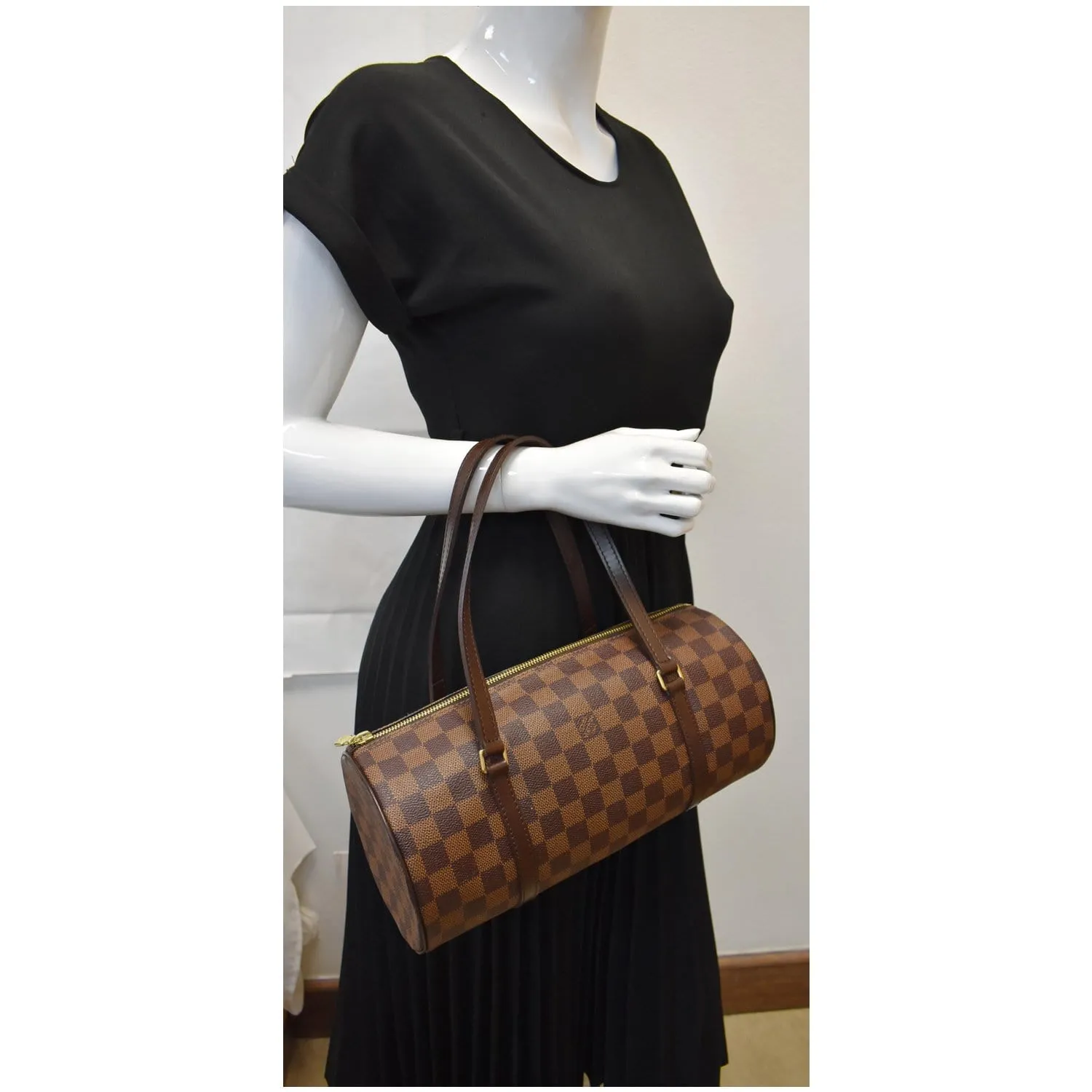 LOUIS VUITTON Papillon 26 Damier Ebene Shoulder Handbag Brown