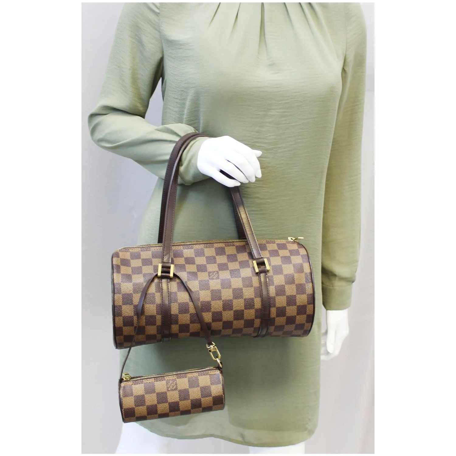 LOUIS VUITTON Papillon 30 Damier Ebene Shoulder Handbag Brown