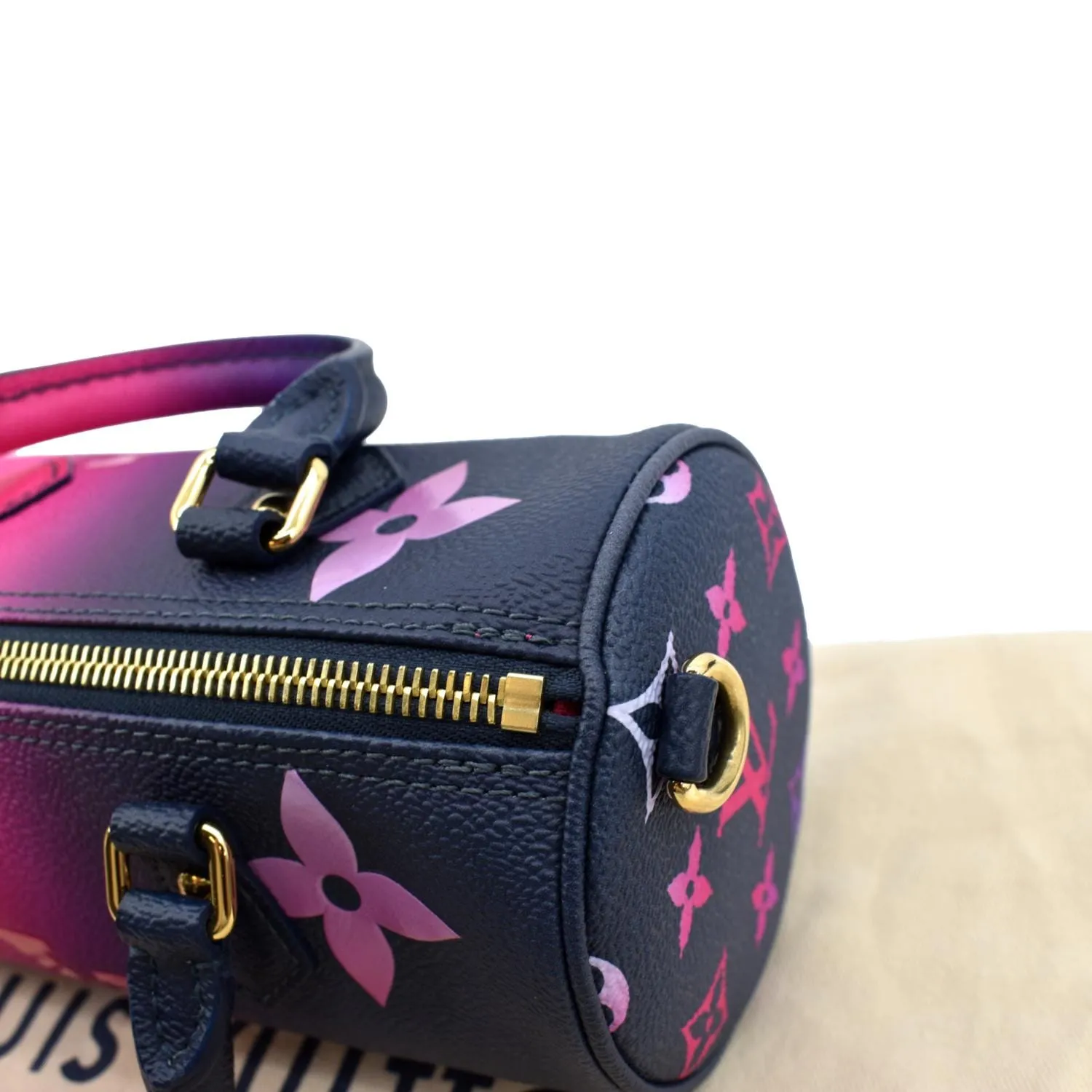 LOUIS VUITTON Papillon BB Monogram Canvas Shoulder Handbag Midnight Fuchsia