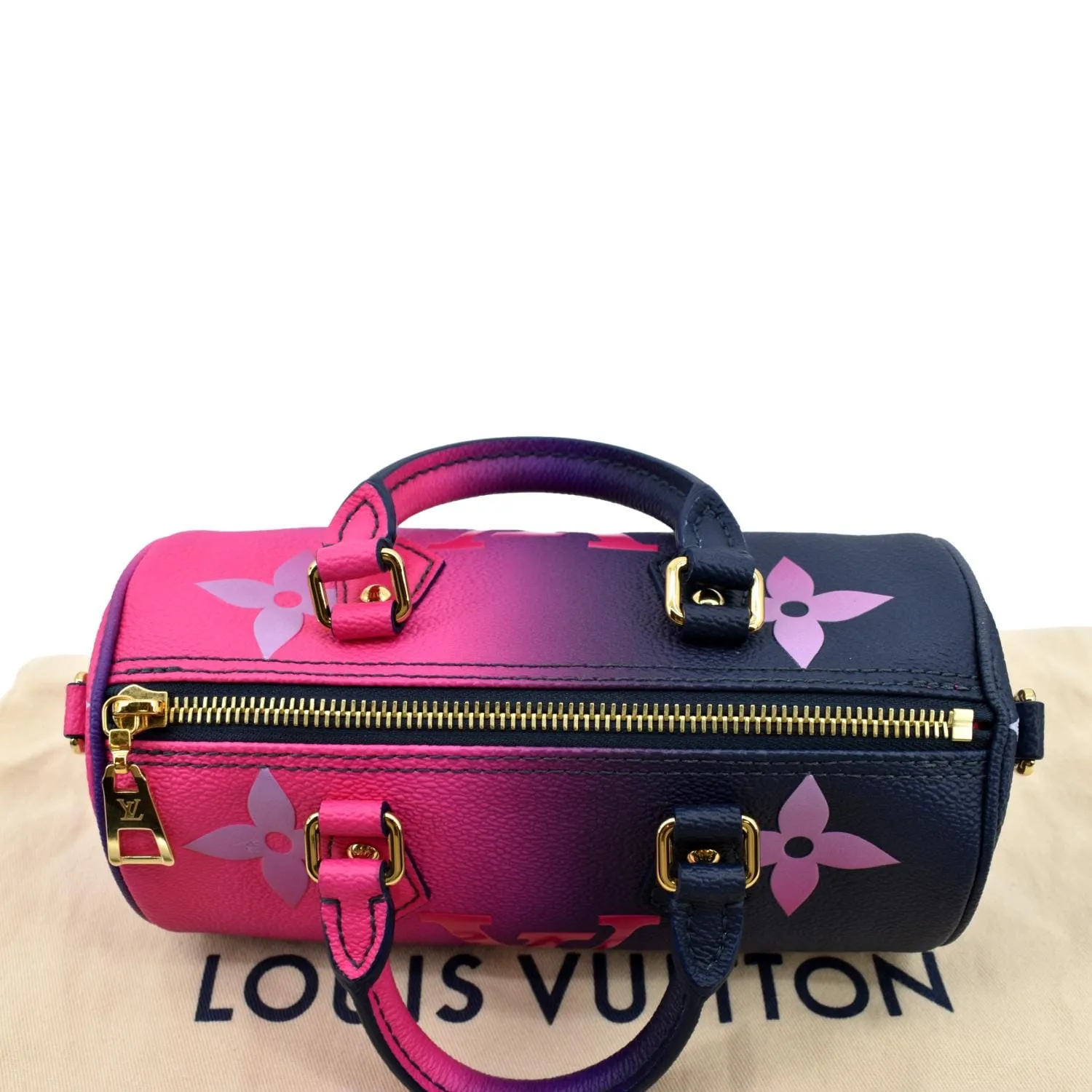 LOUIS VUITTON Papillon BB Monogram Canvas Shoulder Handbag Midnight Fuchsia