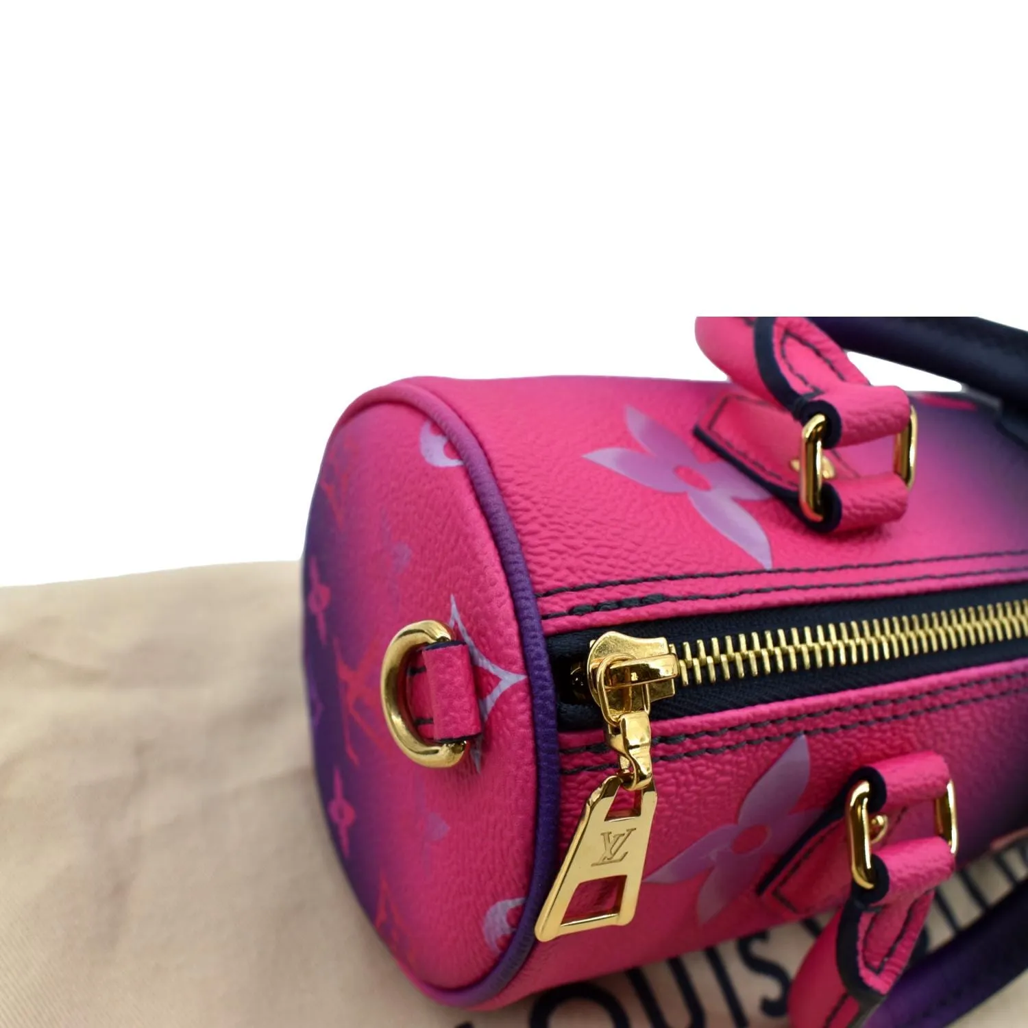 LOUIS VUITTON Papillon BB Monogram Canvas Shoulder Handbag Midnight Fuchsia