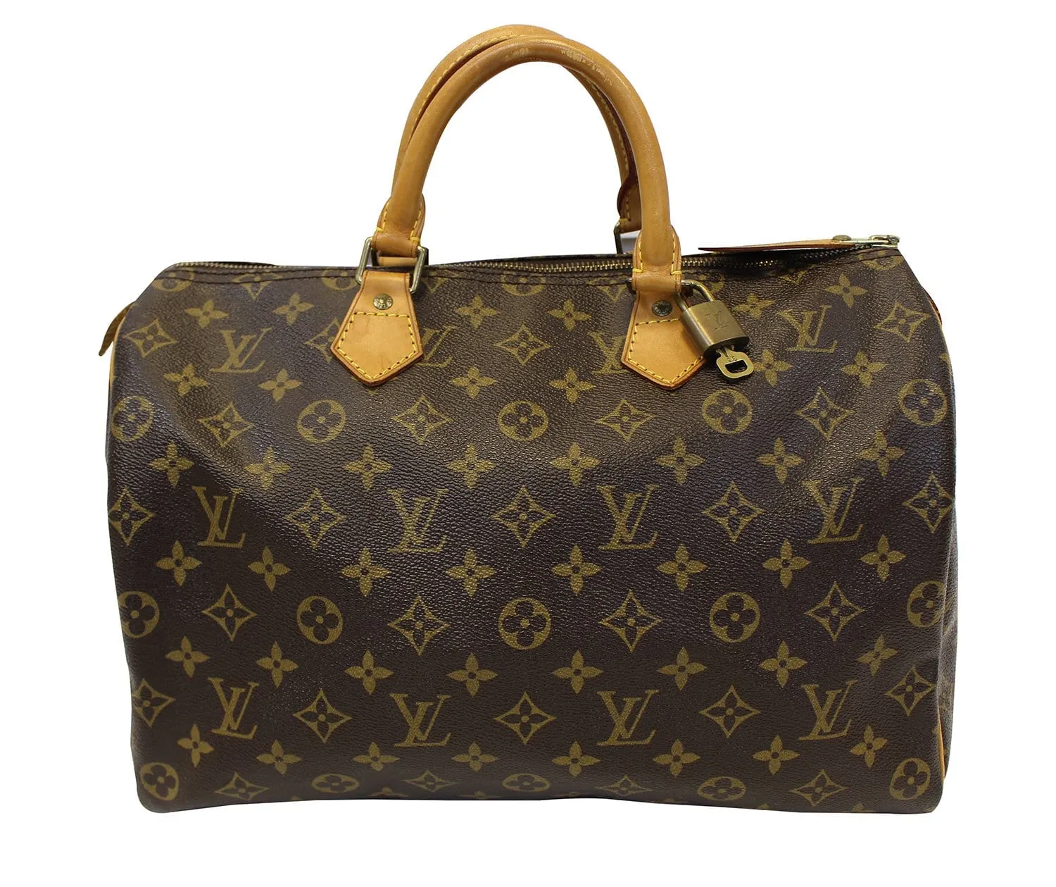 LOUIS VUITTON Speedy 35 Pre Owned Monogram Canvas  Brown Satchel Bag