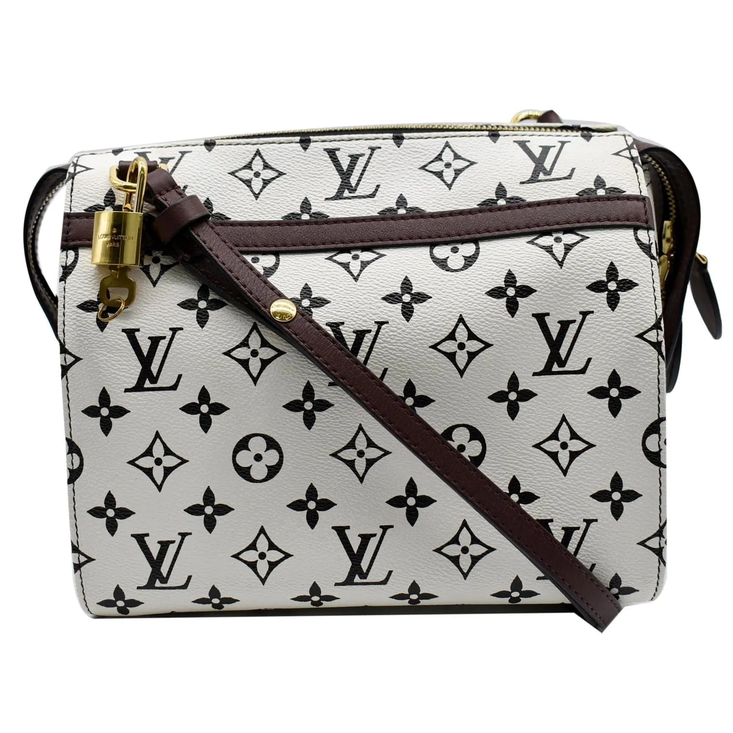 LOUIS VUITTON Speedy Amazon PM Monogram Canvas Crossbody Bag White Chocolat
