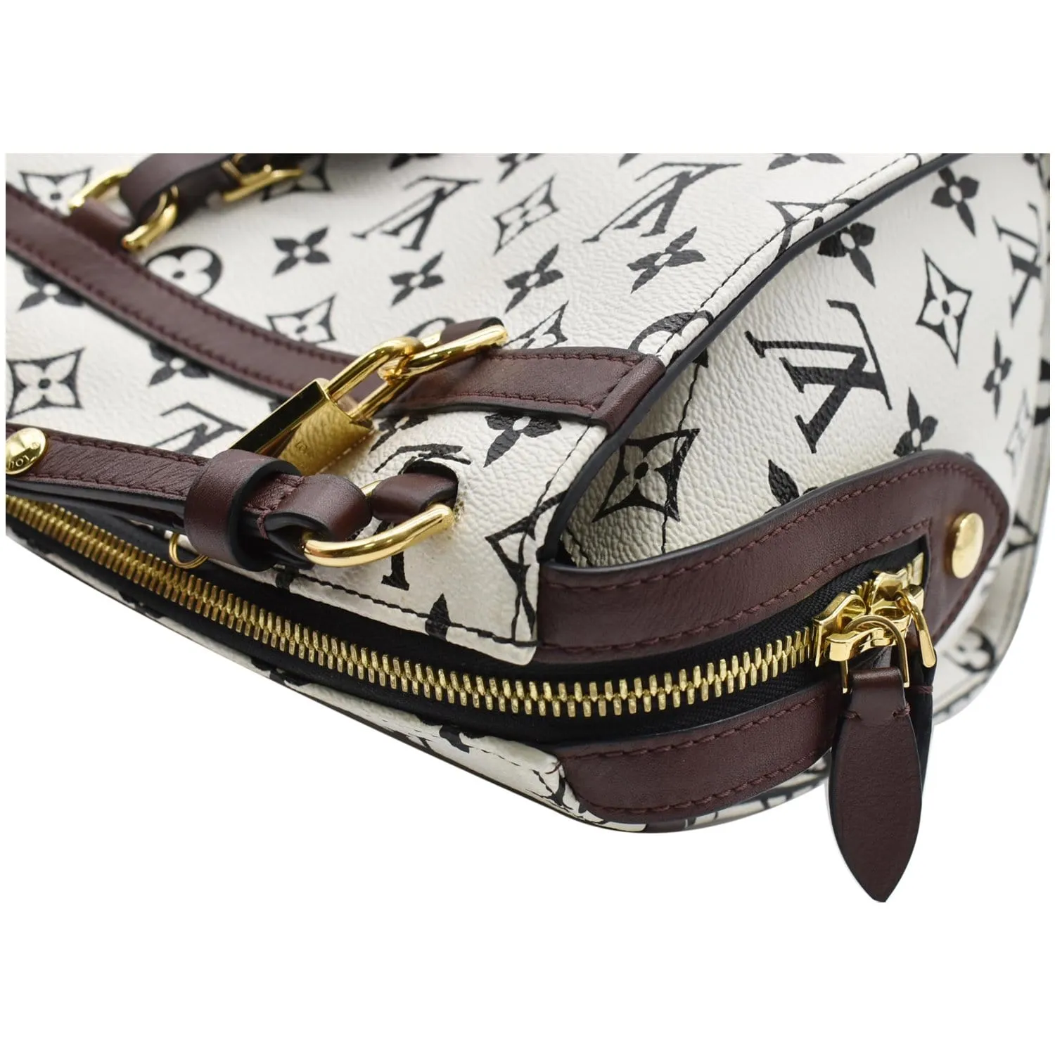 LOUIS VUITTON Speedy Amazon PM Monogram Canvas Crossbody Bag White Chocolat
