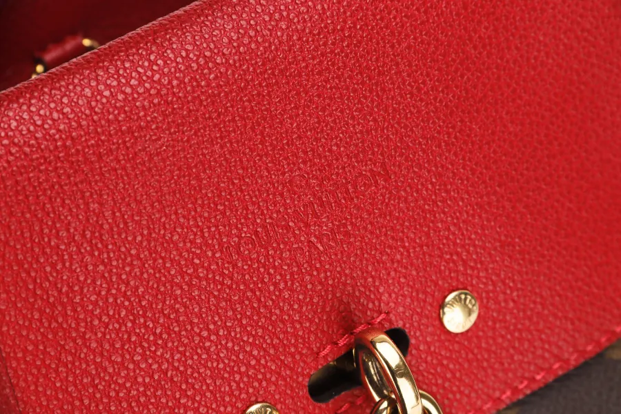 LOUIS VUITTON VENUS HANDBAG (M41738)RED LEATHER & MONOGRAM CANVAS GOLD HARDWARE, WITH STRAP, KEYS, LOCK & DUST COVER