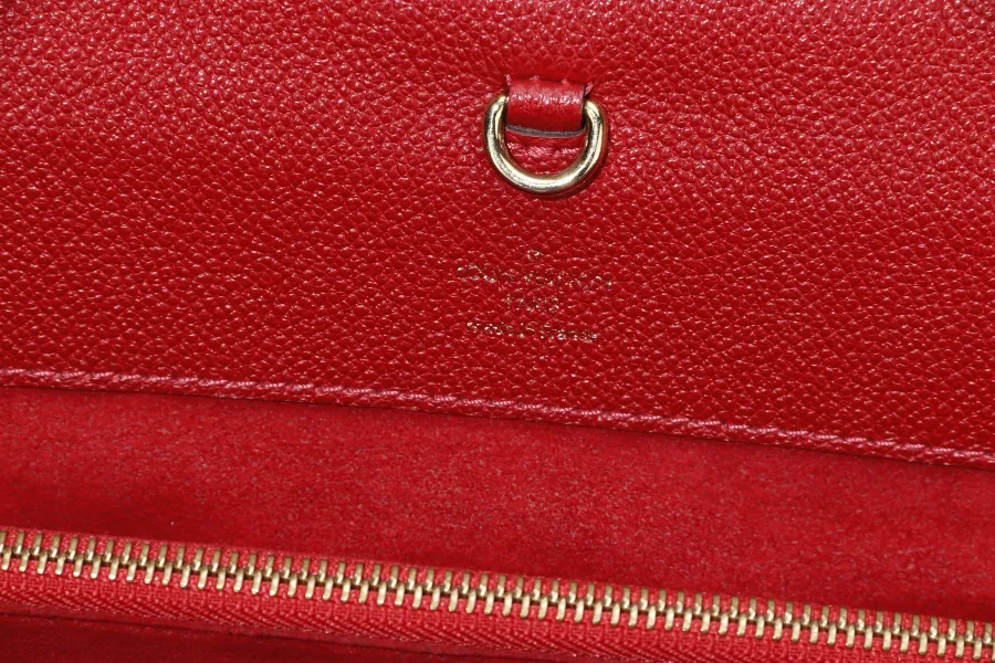 LOUIS VUITTON VENUS HANDBAG (M41738)RED LEATHER & MONOGRAM CANVAS GOLD HARDWARE, WITH STRAP, KEYS, LOCK & DUST COVER