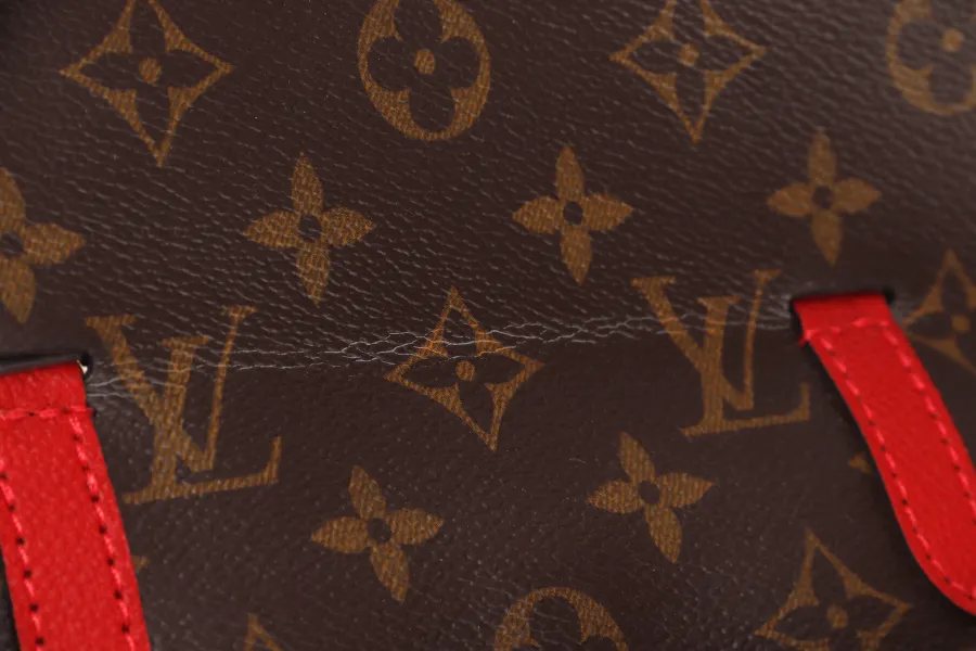 LOUIS VUITTON VENUS HANDBAG (M41738)RED LEATHER & MONOGRAM CANVAS GOLD HARDWARE, WITH STRAP, KEYS, LOCK & DUST COVER