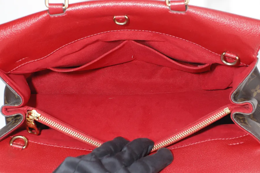LOUIS VUITTON VENUS HANDBAG (M41738)RED LEATHER & MONOGRAM CANVAS GOLD HARDWARE, WITH STRAP, KEYS, LOCK & DUST COVER