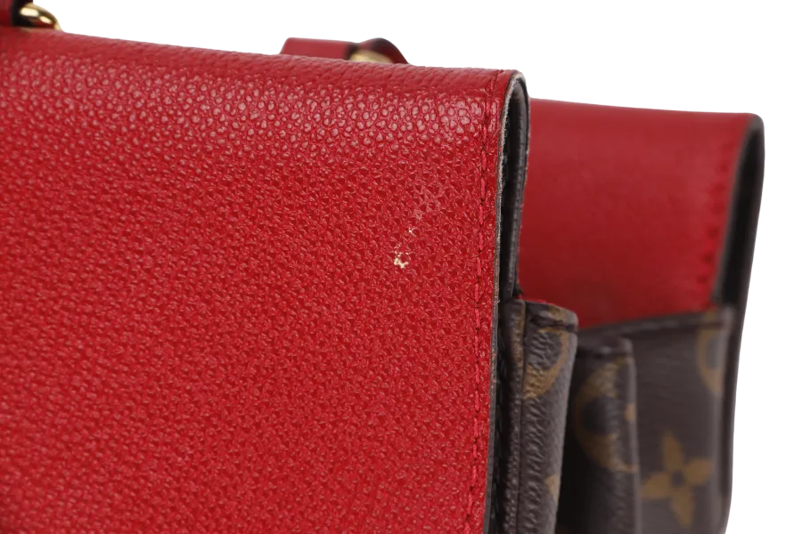 LOUIS VUITTON VENUS HANDBAG (M41738)RED LEATHER & MONOGRAM CANVAS GOLD HARDWARE, WITH STRAP, KEYS, LOCK & DUST COVER