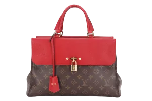LOUIS VUITTON VENUS HANDBAG (M41738)RED LEATHER & MONOGRAM CANVAS GOLD HARDWARE, WITH STRAP, KEYS, LOCK & DUST COVER