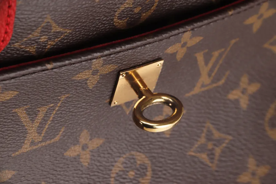 LOUIS VUITTON VENUS HANDBAG (M41738)RED LEATHER & MONOGRAM CANVAS GOLD HARDWARE, WITH STRAP, KEYS, LOCK & DUST COVER