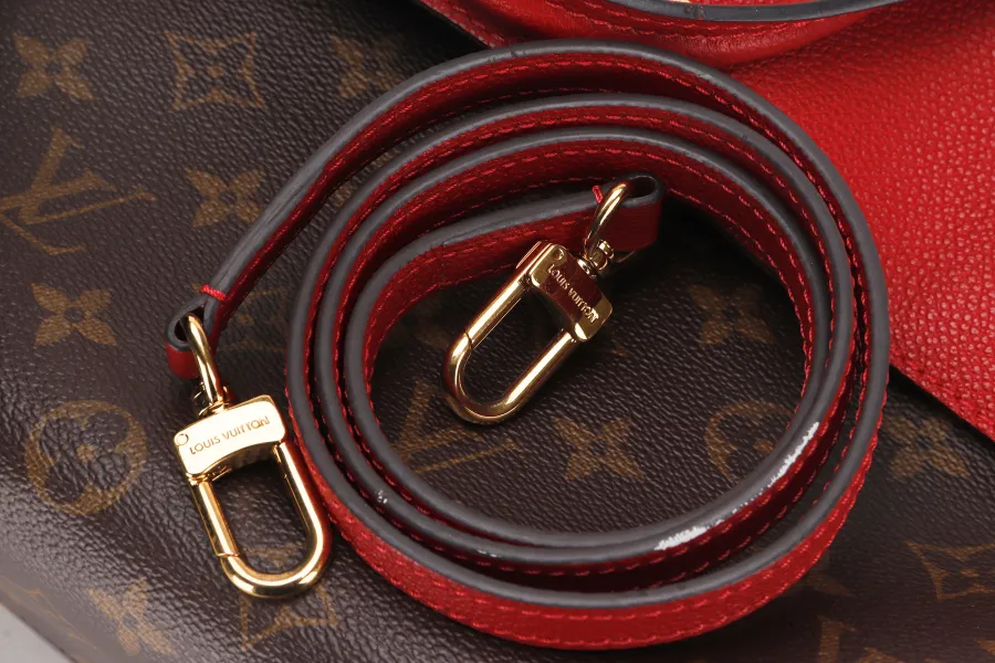 LOUIS VUITTON VENUS HANDBAG (M41738)RED LEATHER & MONOGRAM CANVAS GOLD HARDWARE, WITH STRAP, KEYS, LOCK & DUST COVER