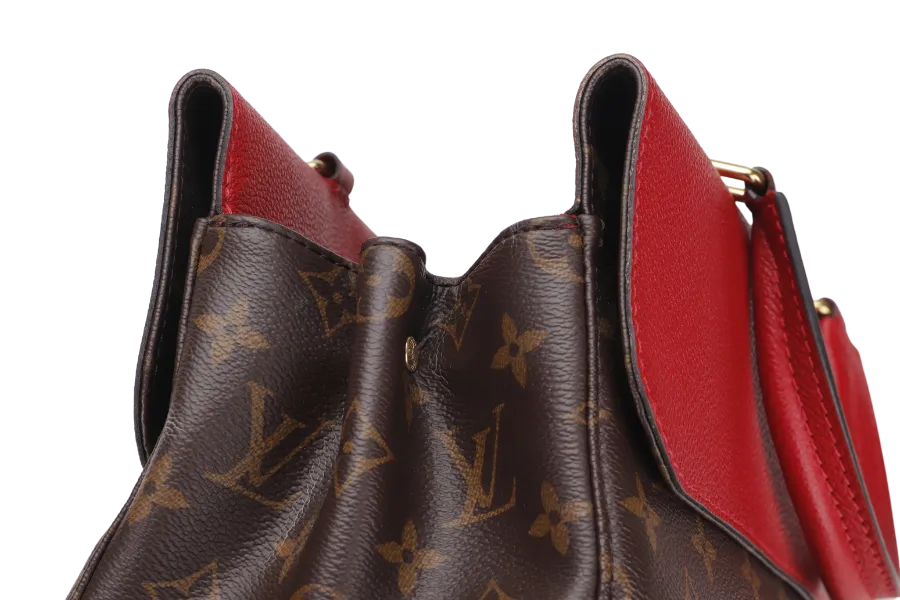 LOUIS VUITTON VENUS HANDBAG (M41738)RED LEATHER & MONOGRAM CANVAS GOLD HARDWARE, WITH STRAP, KEYS, LOCK & DUST COVER