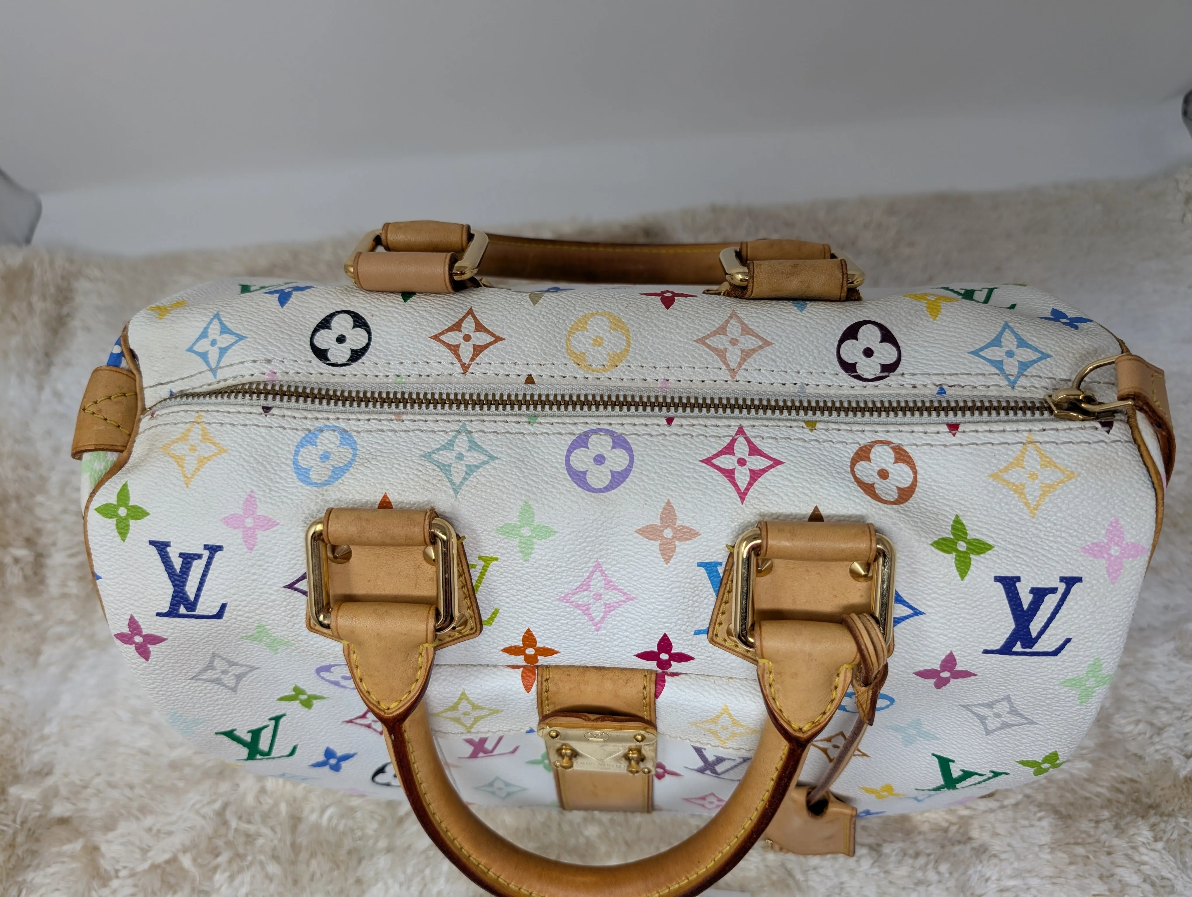 LOUIS VUITTON WHITE MULTI COLOR SPEEDY 30