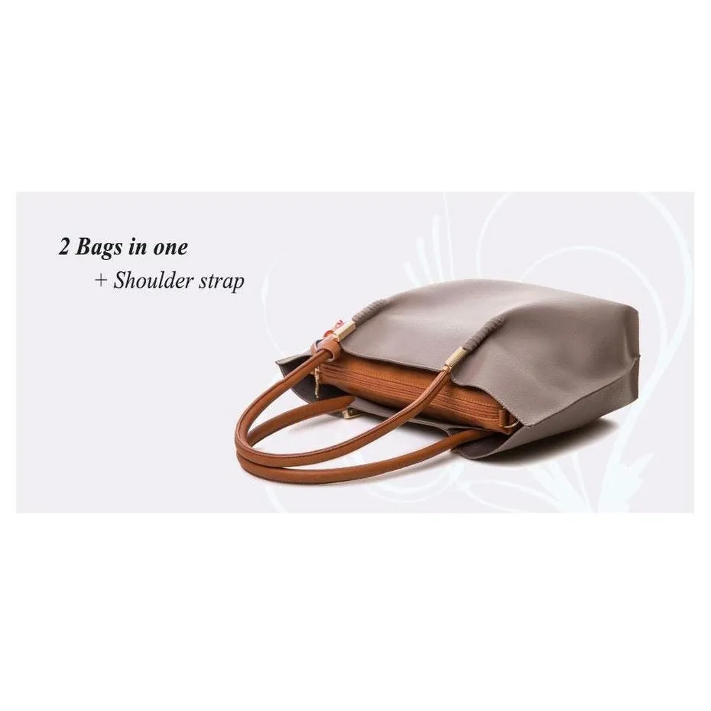 <bold>Tote & Crossbody Bag Set <br>Vegan-Leather