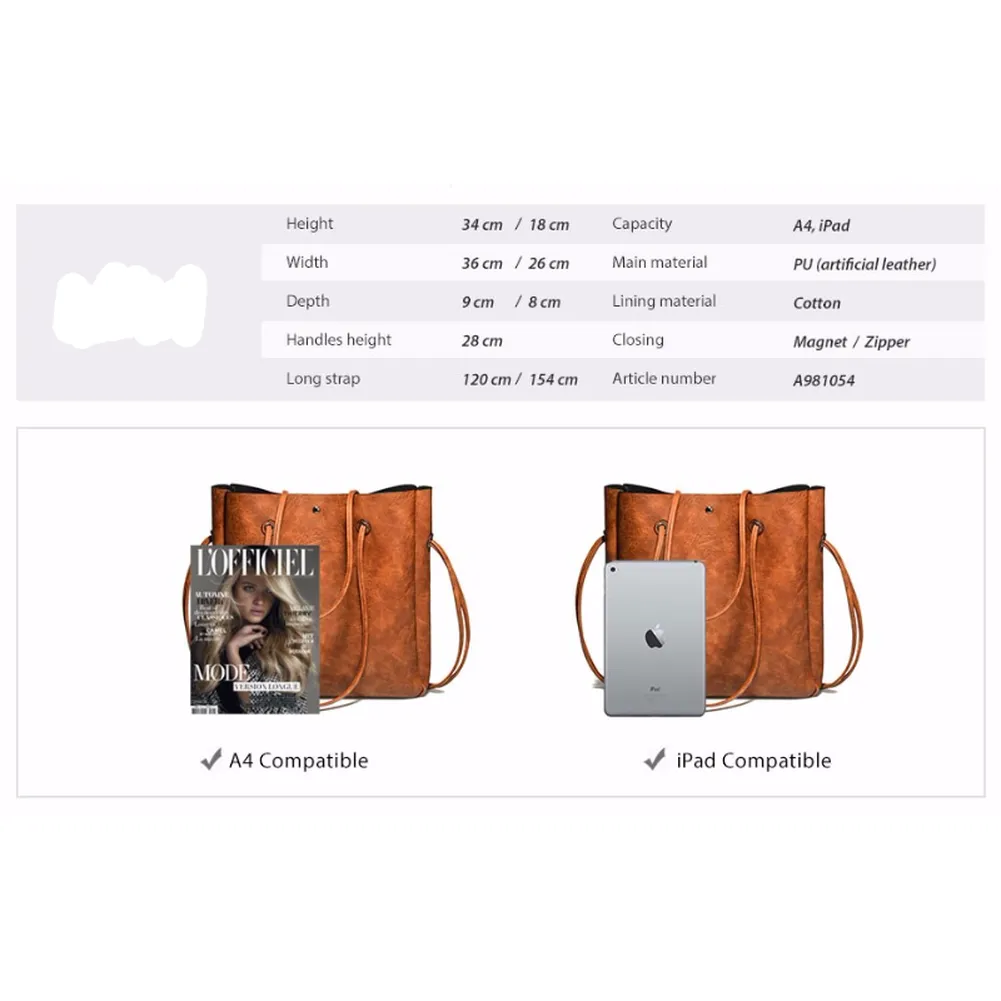 <bold>Tote & Crossbody Bag Set <br>Vegan-Leather