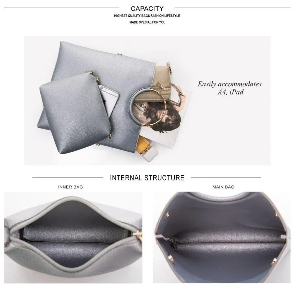 <bold>Tote & Crossbody Bag Set <br>Vegan-Leather