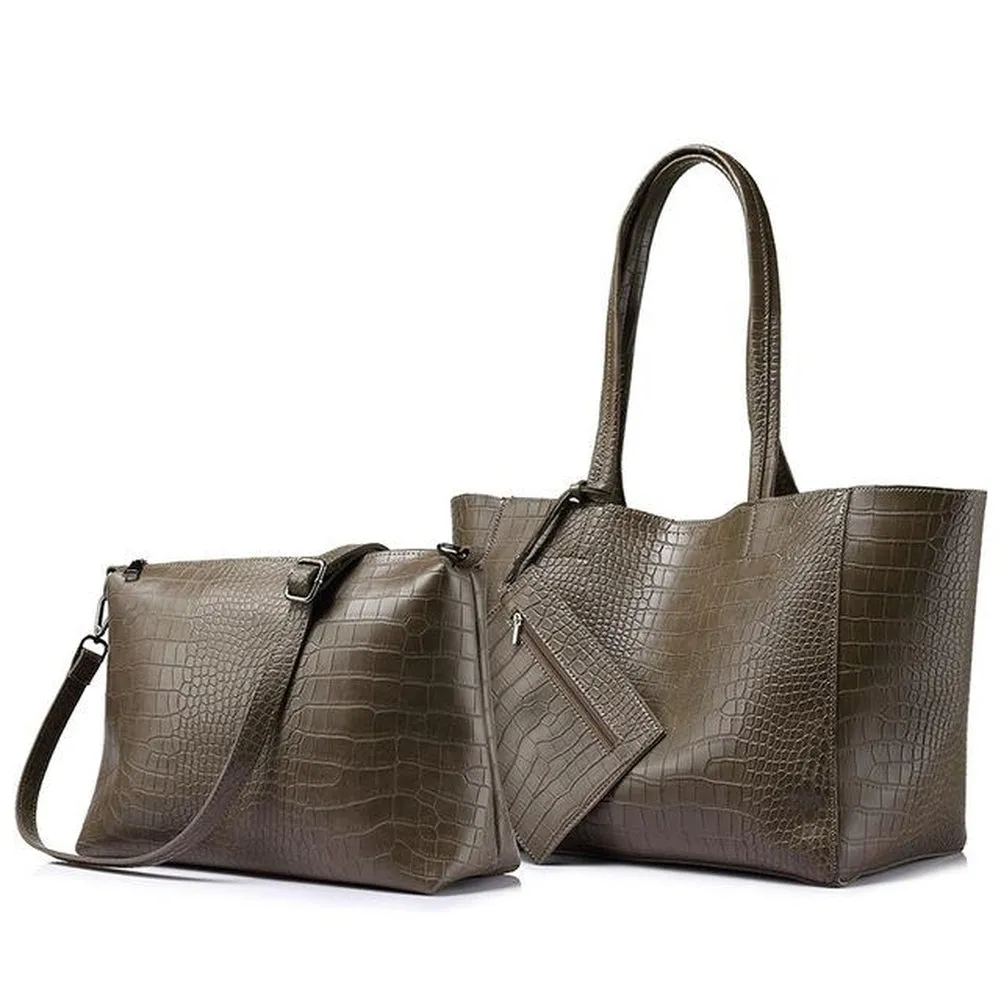 <bold>Tote & Crossbody Bag Set <br>Vegan-Leather