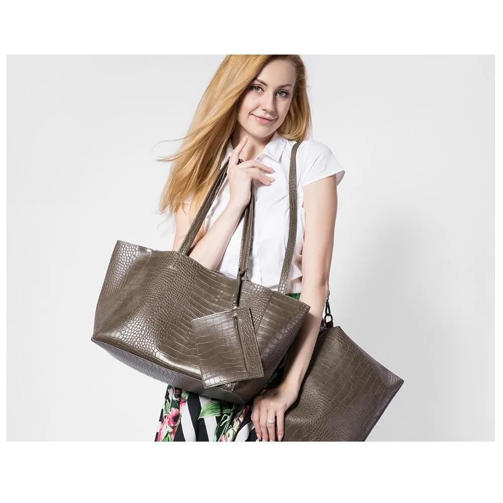 <bold>Tote & Crossbody Bag Set <br>Vegan-Leather
