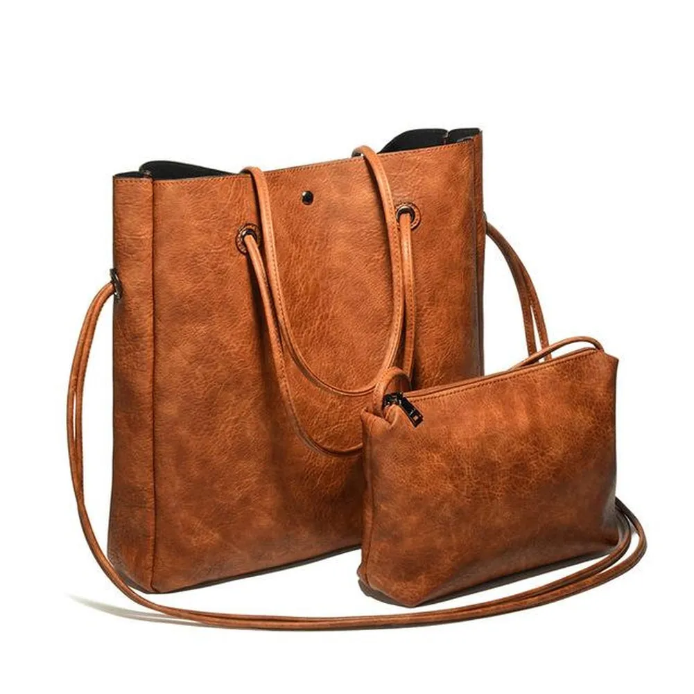 <bold>Tote & Crossbody Bag Set <br>Vegan-Leather