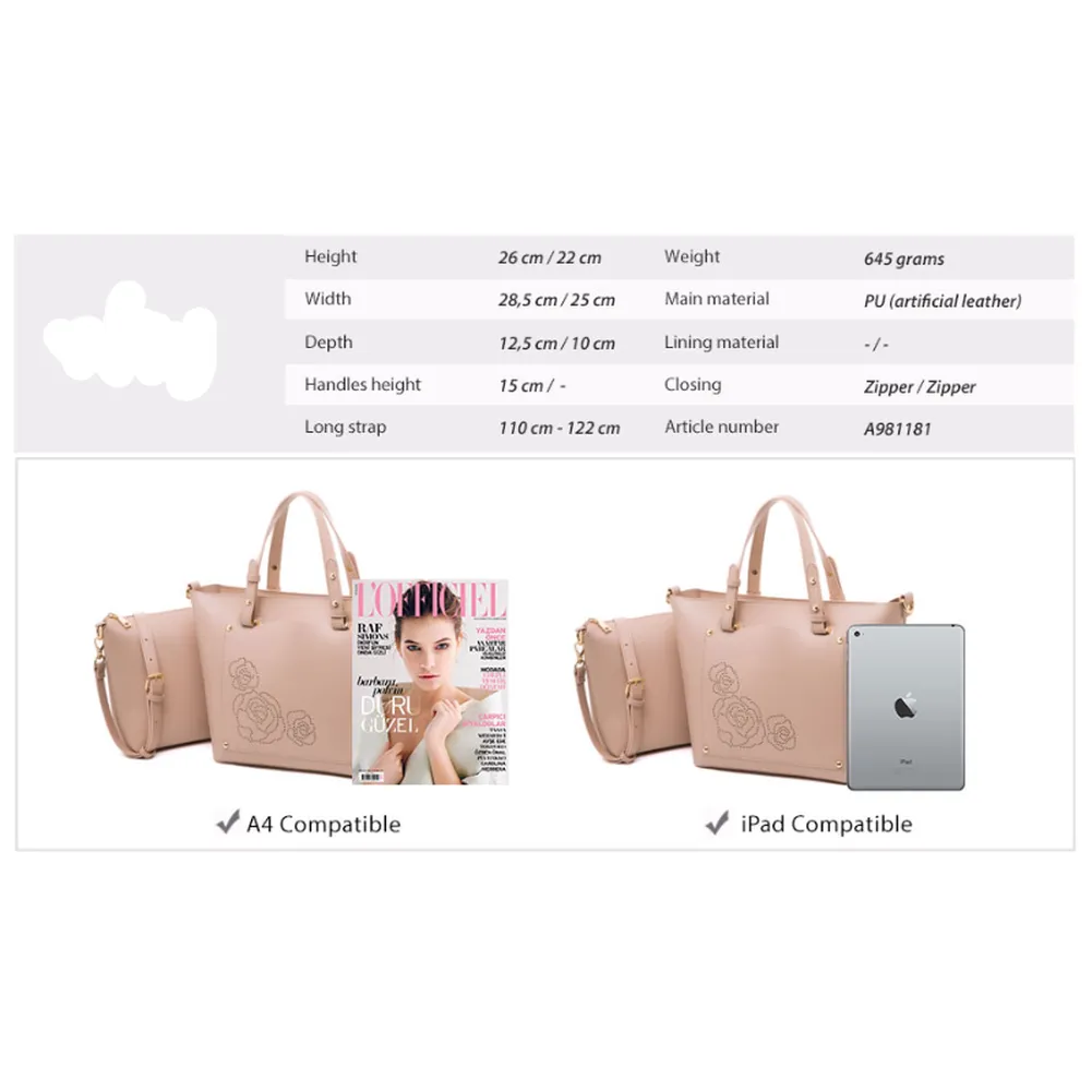 <bold>Tote & Crossbody Bag Set <br>Vegan-Leather