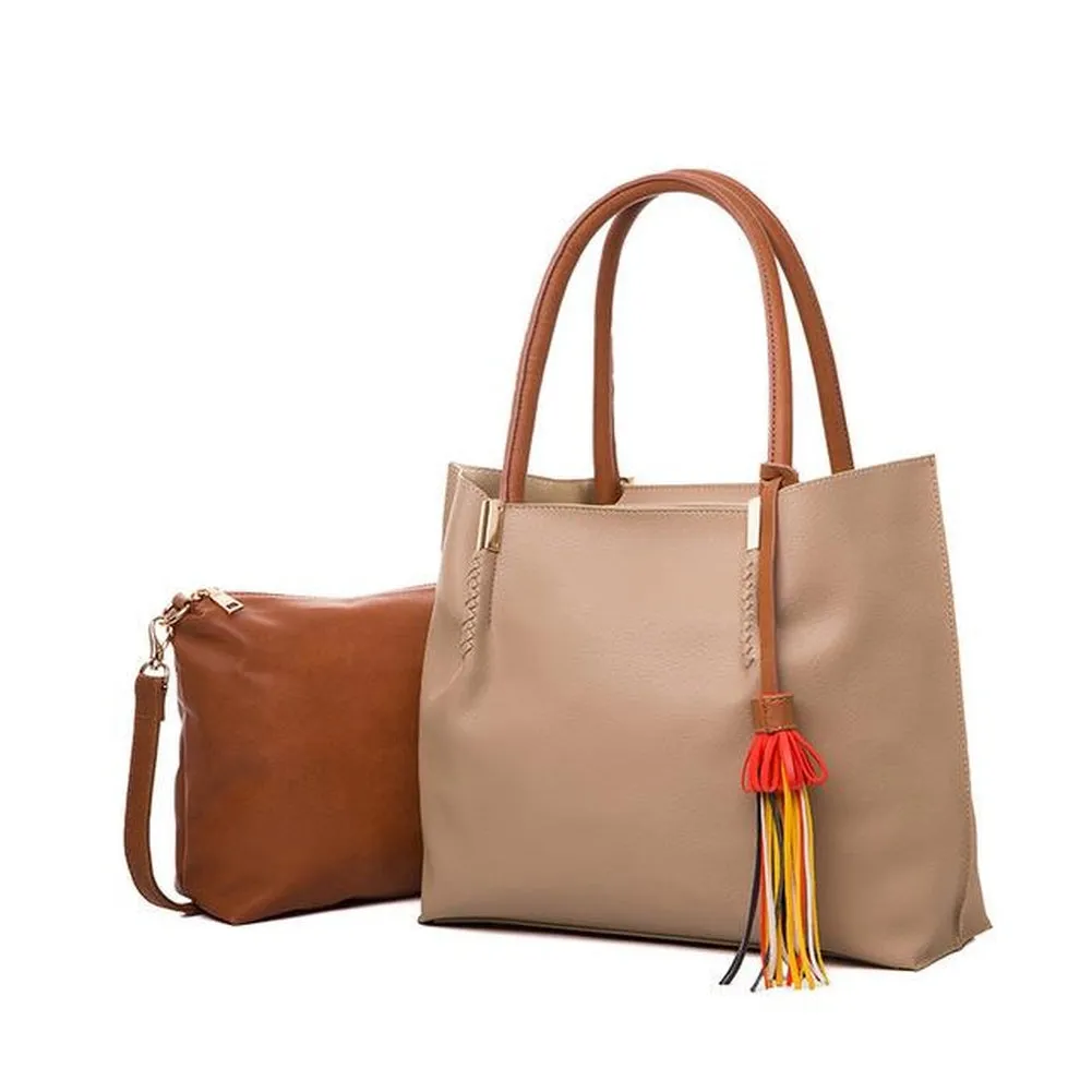 <bold>Tote & Crossbody Bag Set <br>Vegan-Leather