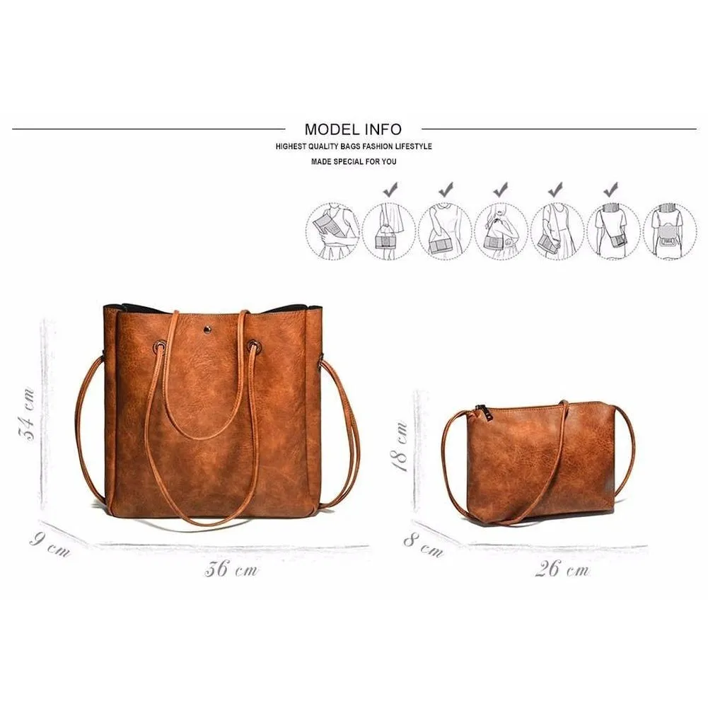<bold>Tote & Crossbody Bag Set <br>Vegan-Leather