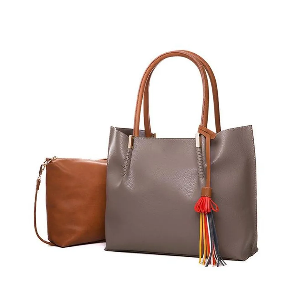 <bold>Tote & Crossbody Bag Set <br>Vegan-Leather